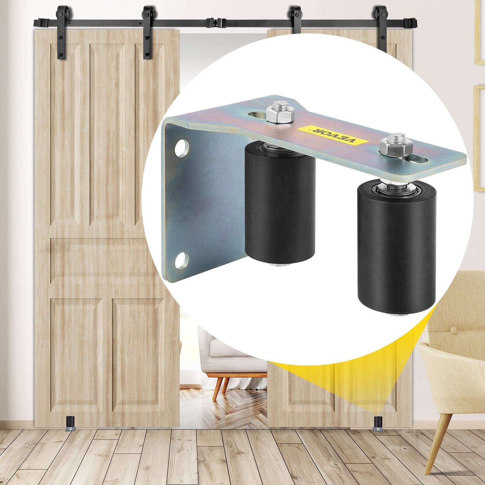 Slide Gate Guide Rollers 3" L Bracket Black Hard Nylon For Sliding Rolling Gate