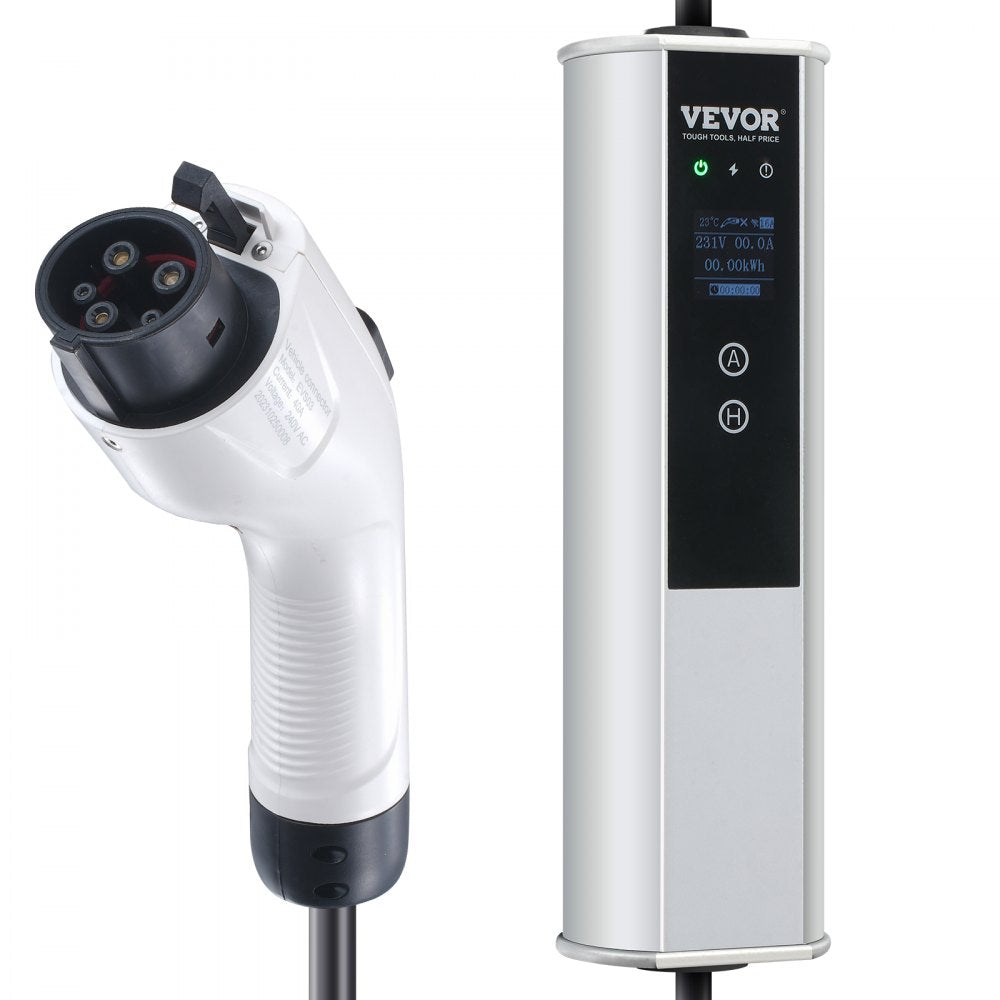 VEVOR Level 2 Portable EV Charger, 40A 240V, Electric Vehicle Charger with 25 ft Charging Cable NEMA 14-50P Plug, 40A/32A/24A/16A Adjustable Current Plug-in Home EV Charging Station for SAE J1772 EVs