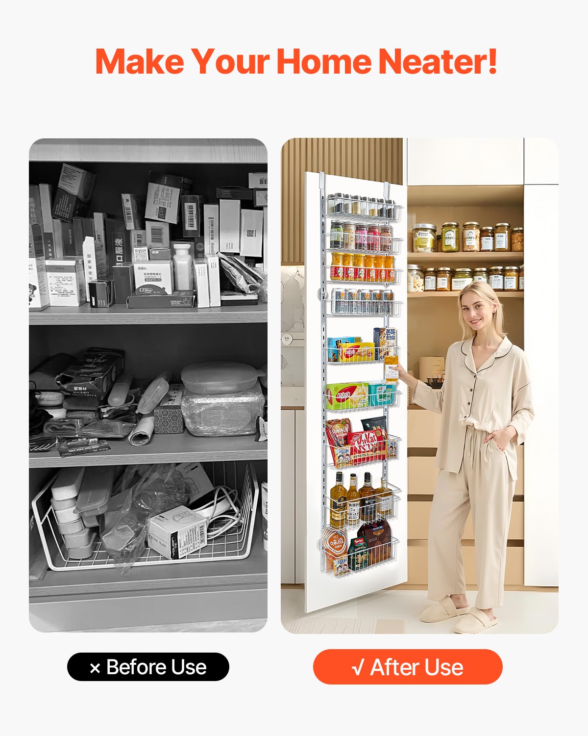 VEVOR 9-Tier Over the Door Pantry Organizer Hanging Storage Rack Adjustable