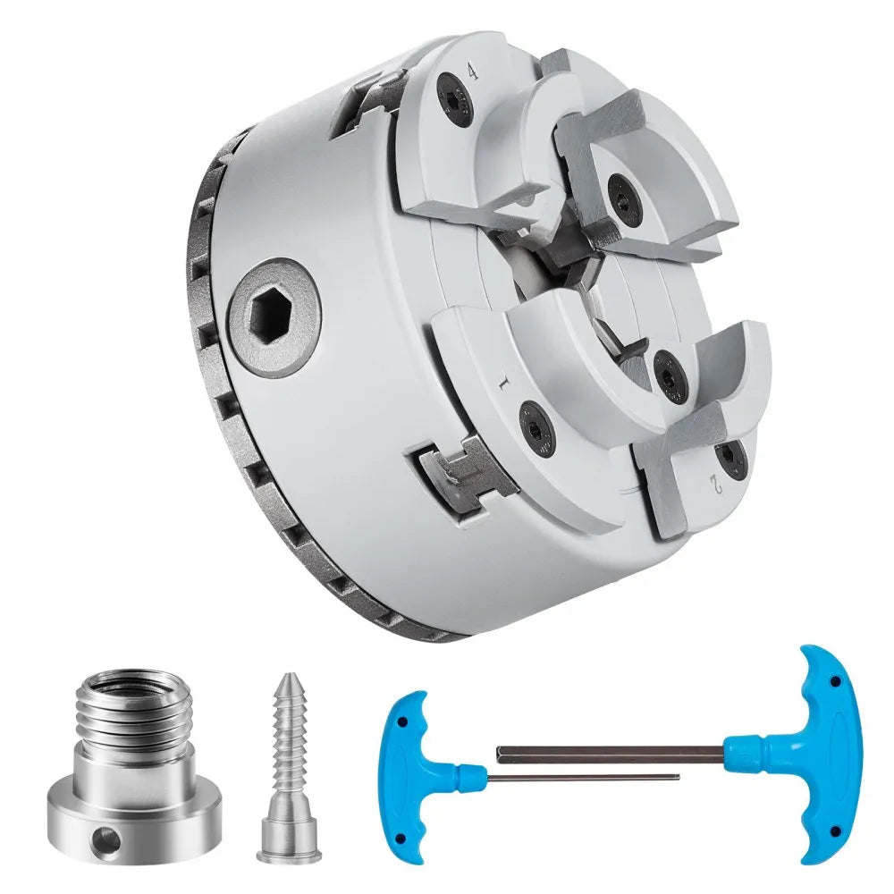 VEVOR KP96 Lathe Chuck, 4-Jaw 3.75" Diameter, Metal Lathe Chuck Turning Machine Accessories, Self-centering Tool, for Lathe, Precision Machining, Grinding Machines, Milling Machines