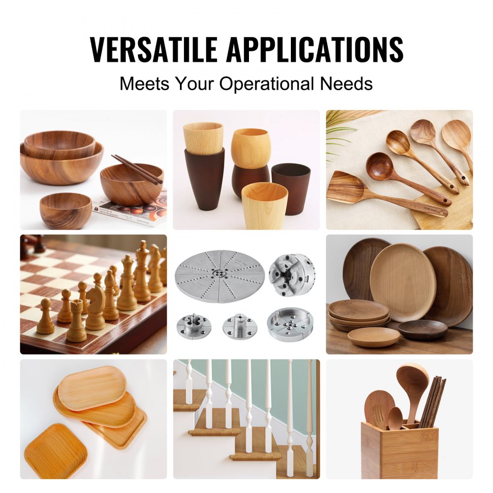 VEVOR KP965 Lathe Chuck, 4-Jaw 3.75" Diameter, Metal Lathe Chuck Turning Machine Accessories with 5 Sets of Jaws, Self-centering Tool, for Precision Machining, Grinding Machines, Milling Machines