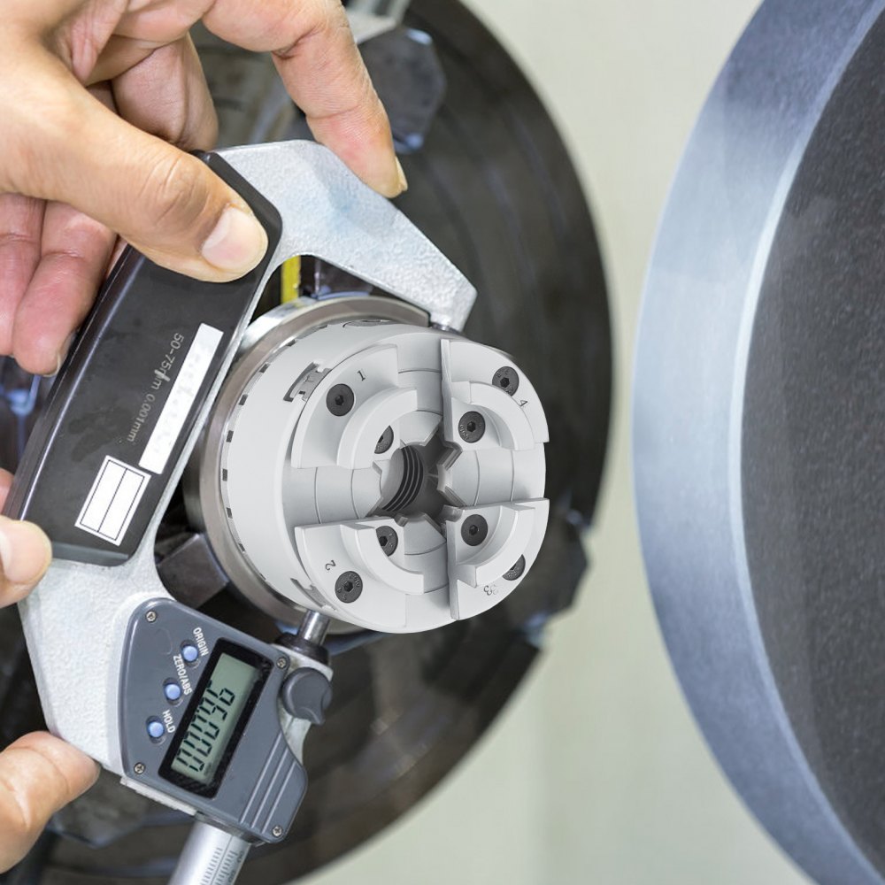 VEVOR KP965 Lathe Chuck, 4-Jaw 3.75" Diameter, Metal Lathe Chuck Turning Machine Accessories with 5 Sets of Jaws, Self-centering Tool, for Precision Machining, Grinding Machines, Milling Machines