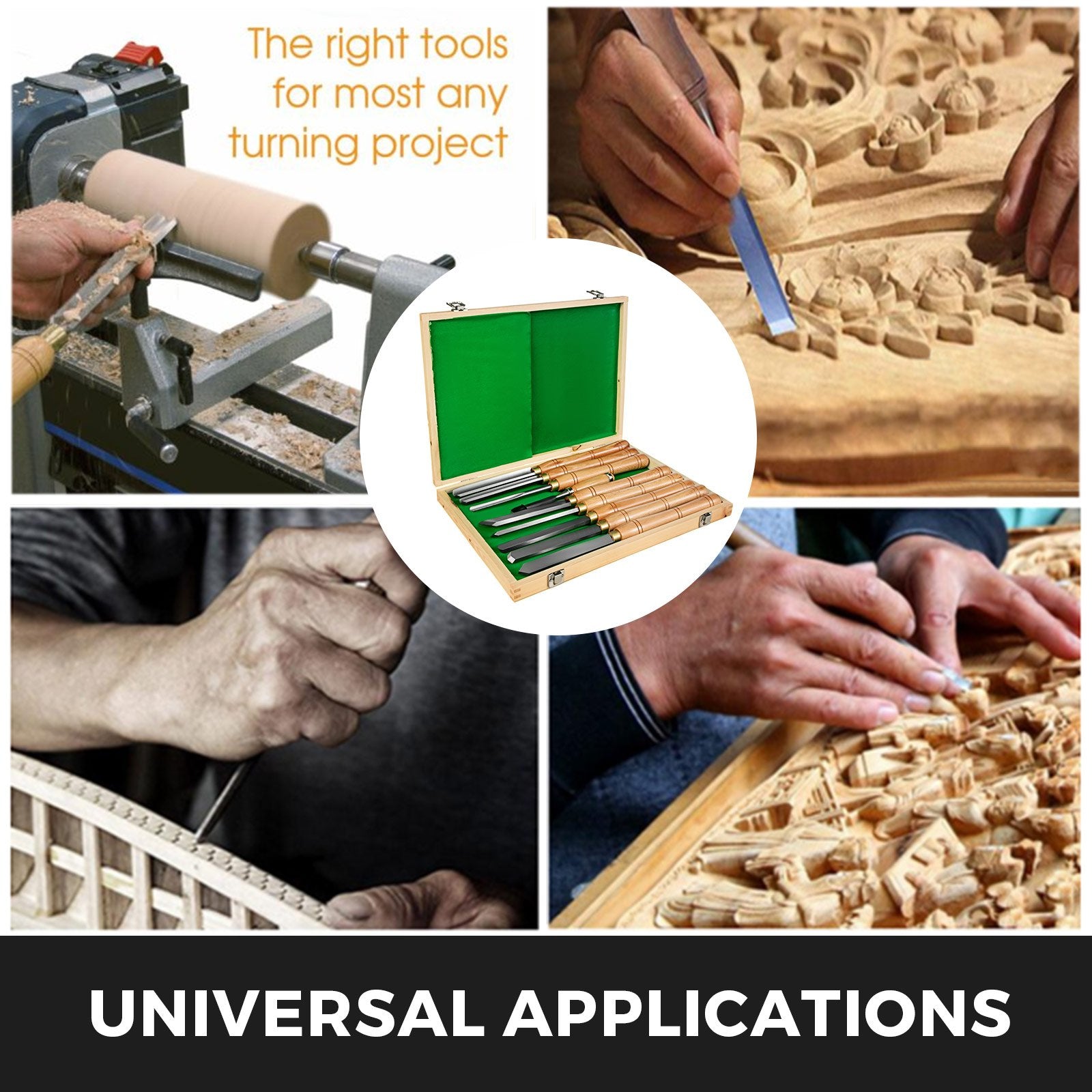 VEVOR Lathe Chisel 8 Piece Wood Lathe Chisel Cutting Carving HSS Steel Blades Wood Turning Tools Lathe Chisel Set Wooden Case for Storage for Wood Turning Hardwood One Free Chisel