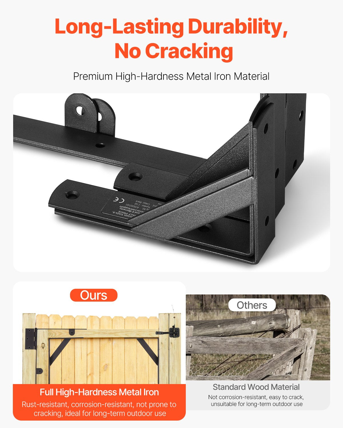 VEVOR Gate Corner Brace Bracket Anti Sag Gate Frame Hardware Kit Iron Black