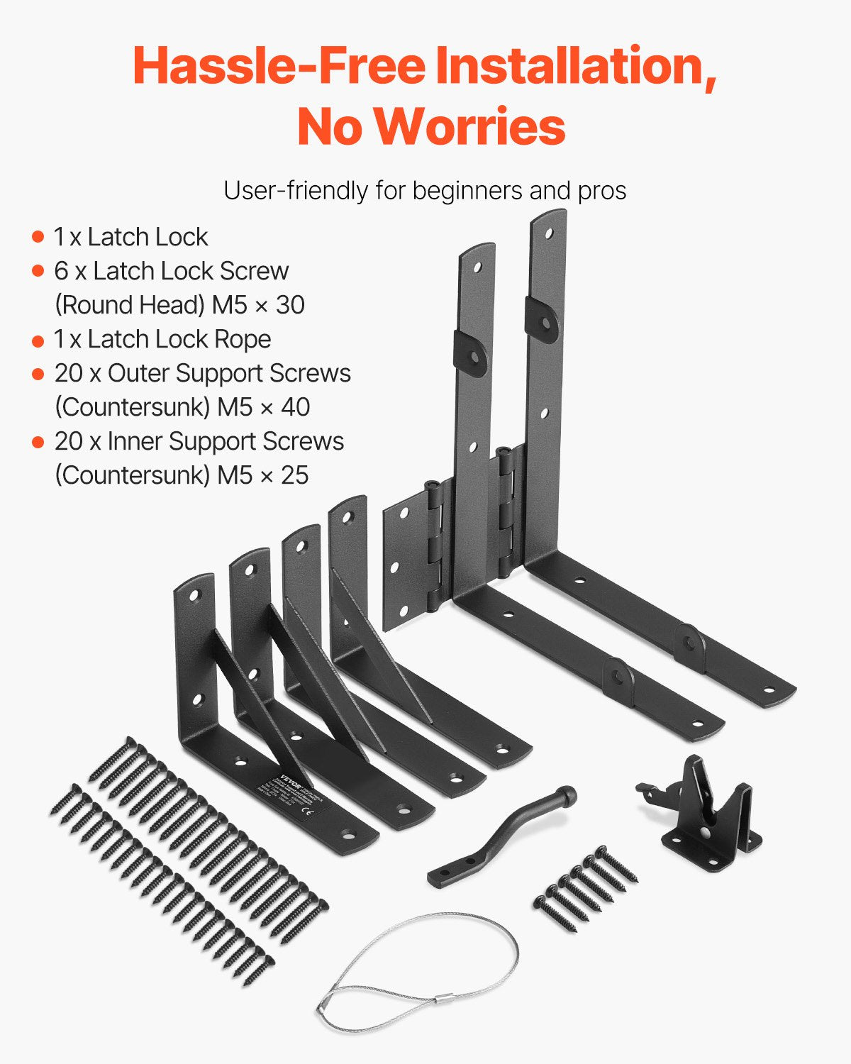 VEVOR Gate Corner Brace Bracket Anti Sag Gate Frame Hardware Kit Iron Black