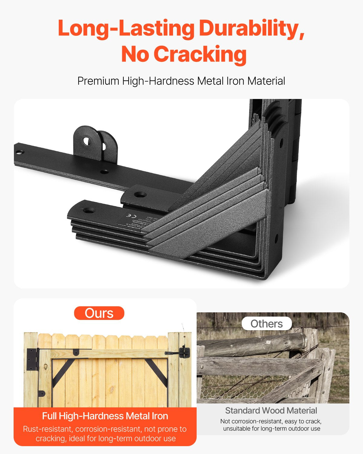 VEVOR Gate Corner Brace Bracket 2 Sets Anti Sag Gate Frame Hardware Kit Black