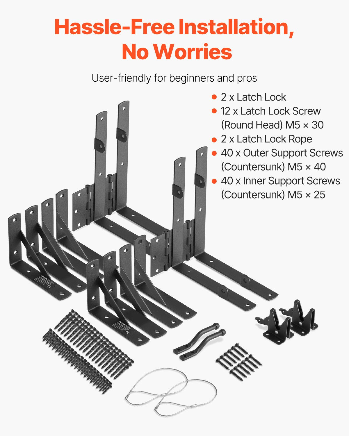 VEVOR Gate Corner Brace Bracket 2 Sets Anti Sag Gate Frame Hardware Kit Black