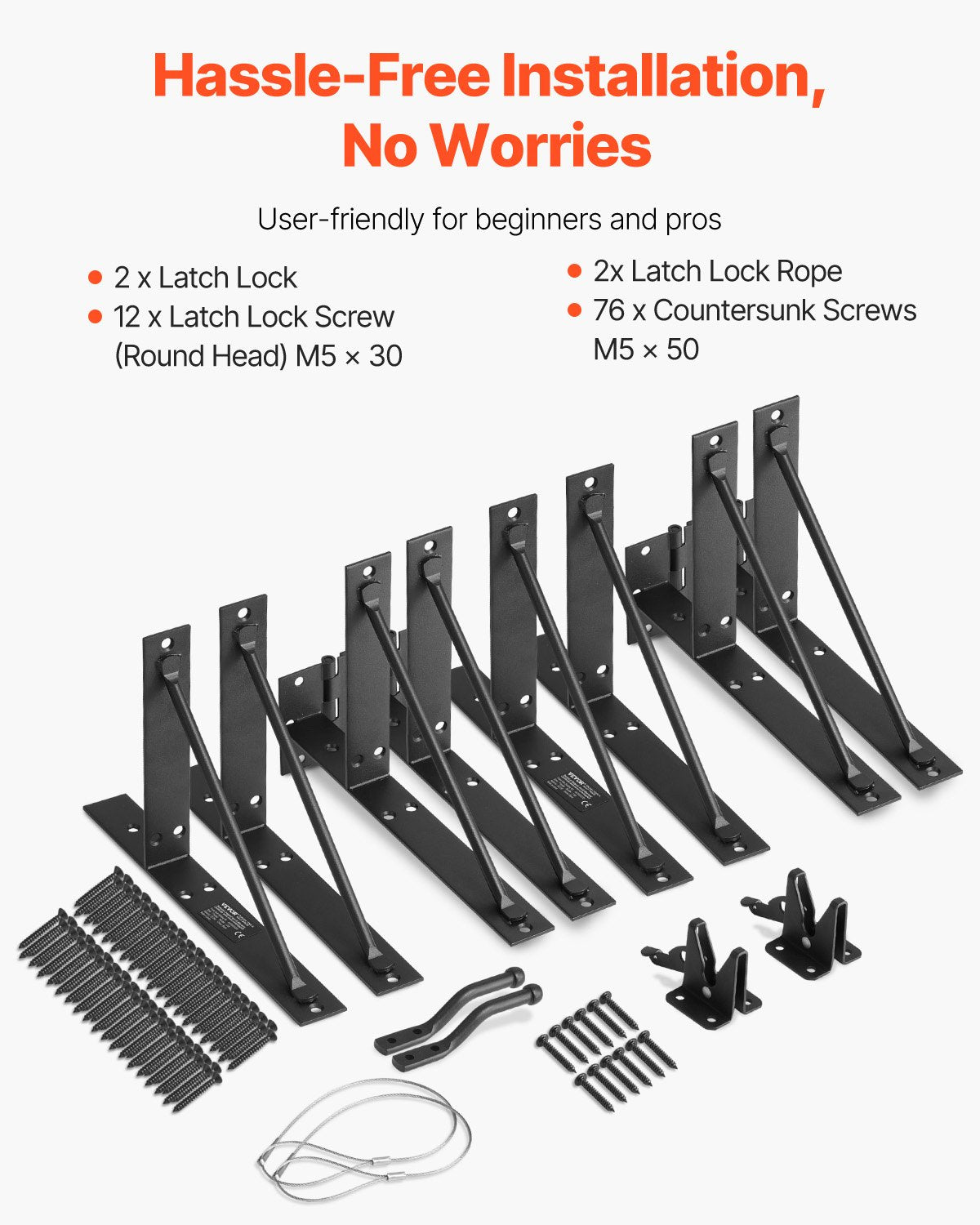 VEVOR Gate Corner Brace Bracket 2 Sets Anti Sag Gate Frame Hardware Kit Iron