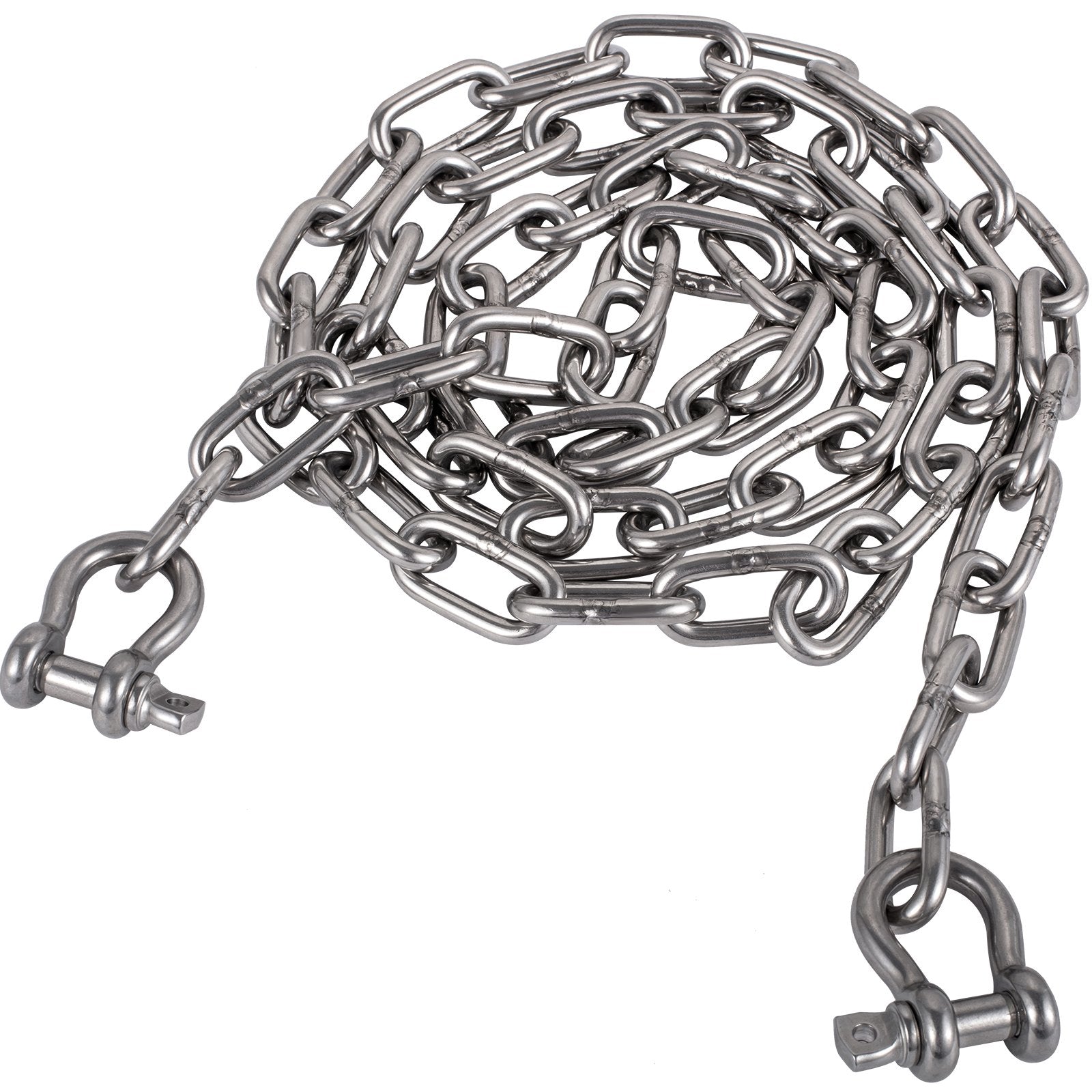 VEVOR Anchor Chain, 10 ft x 5/16 in Stainless Steel Chain, 3/8" Anchor Chain Shackle, 7120lbs Anchor Lead Chain Breaking Load, 9460lbs Anchor Chain Shackle Breaking Load, Anchor Chain for Boats