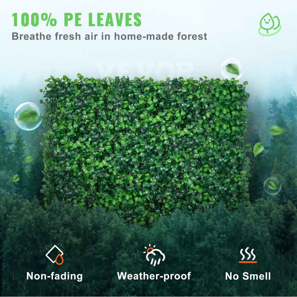 VEVOR Artificial Boxwood Panel UV 12pcs Boxwood Hedge Wall Panels Artificial Grass Backdrop Wall 20X20" 4cm Green Grass Wall Fake Hedge for Decor Privacy Fence Indoor Outdoor Garden Backyard