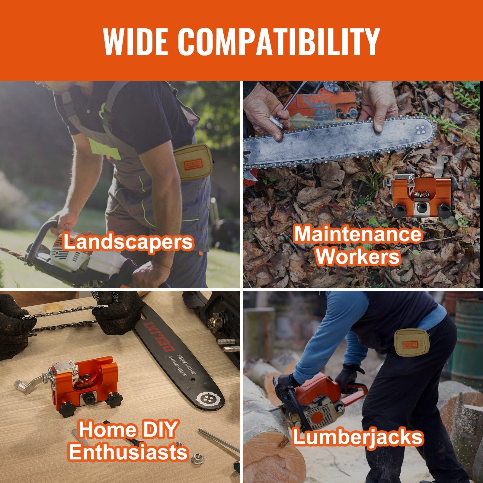 VEVOR Chainsaw Sharpener, Hand-Cranked Chain Saw Sharpening Jig Fit 4"-22" Chainsaws, Potable Saws Chain Sharpen Tool Set with 4 Grinding Heads for Landscaper, Lumberjack, Maintenance Worker