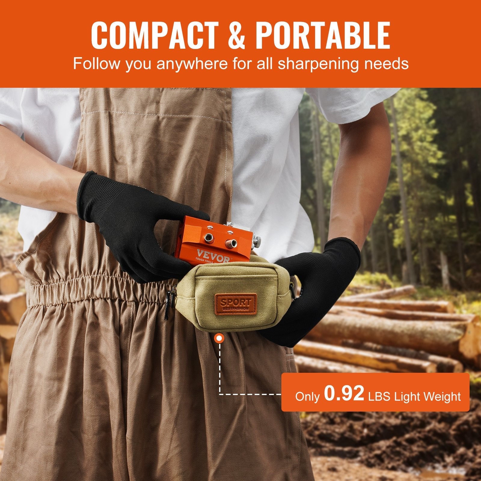 VEVOR Chainsaw Sharpener, Hand-Cranked Chain Saw Sharpening Jig Fit 4"-22" Chainsaws, Potable Saws Chain Sharpen Tool Set with 4 Grinding Heads for Landscaper, Lumberjack, Maintenance Worker