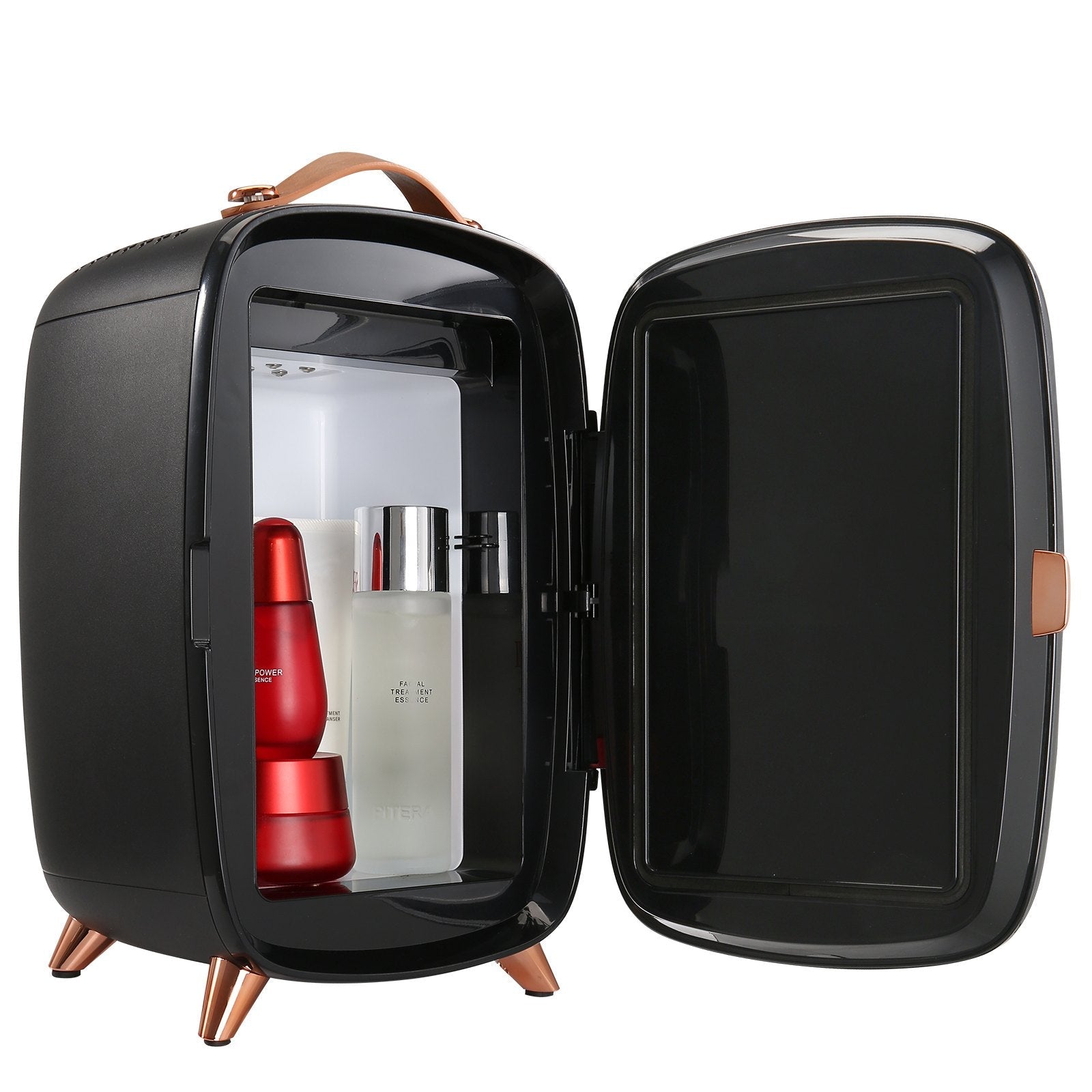 Vevor Mini Fridge, 6L Skincare Fridge with LED light and HD Mirror, AC/DC Makeup Fridges for Skin Care, Cosmetic Storage, Chill Face Mask Drink, Small Refrigerator for Bedroom Dorm Desktop, Black