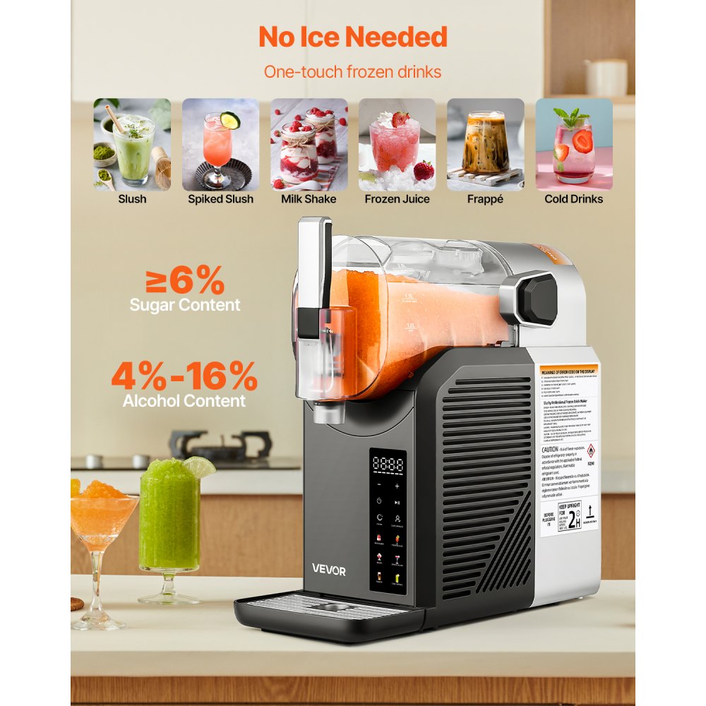 2L Slushy Machine No Ice Needed Frozen Drink Maker 6 Preset Programs
