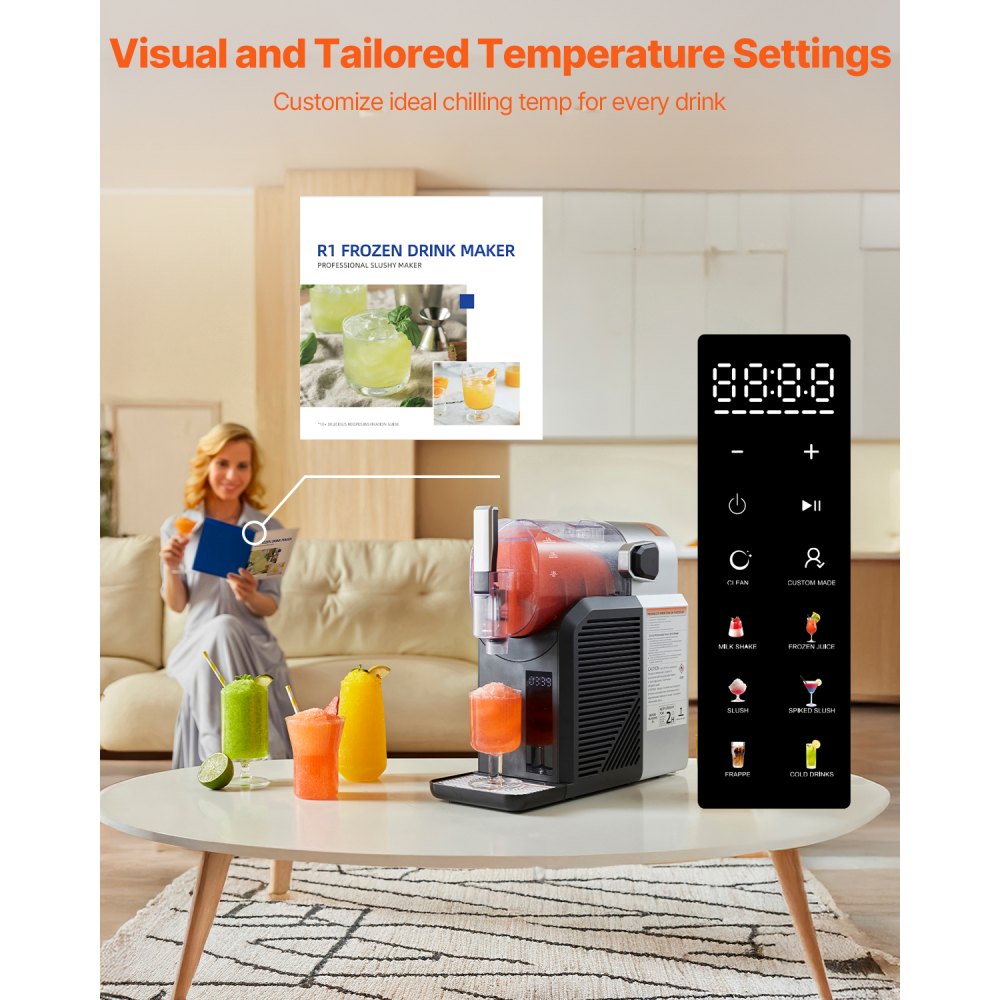 2L Slushy Machine No Ice Needed Frozen Drink Maker 6 Preset Programs