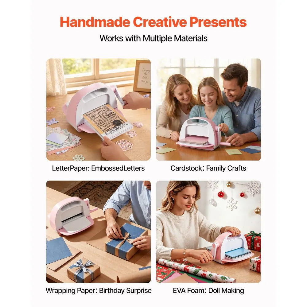 VEVOR Manual Die Cutting and Embossing Machine, 6" Opening Portable Craft Machine Set with Cutting Dies, Embossing Folders, Paper Sheets & Cutting Plates for Scrapbooking, Card Making & DIY Crafts