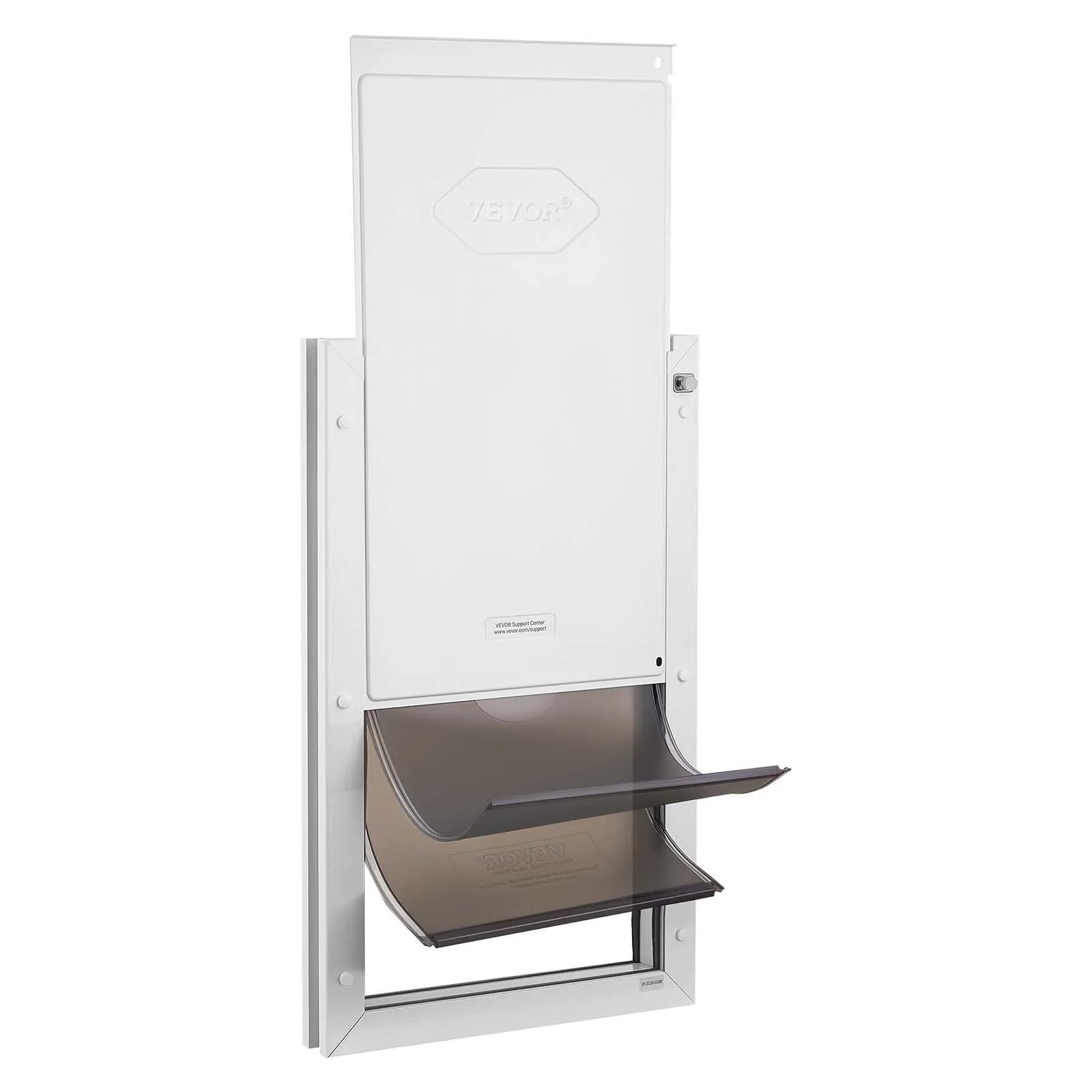 X-Large Metal Pet Door with Double Magnetic Flaps, Weatherproof Dog Door for Interior & Exterior Doors, White