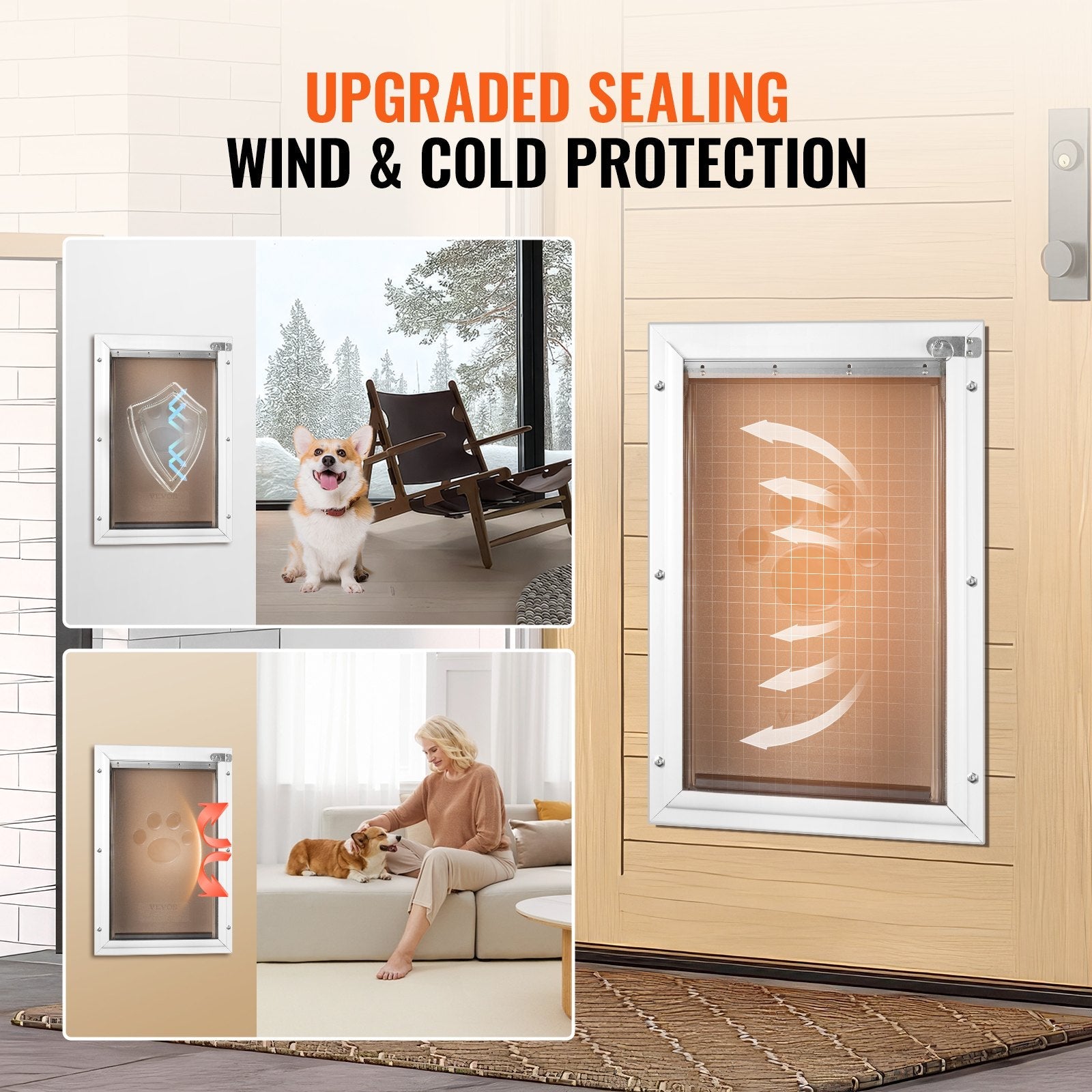 VEVOR Pet Door for Door with Lock and Magnetic Flap System Aluminum Frame Small