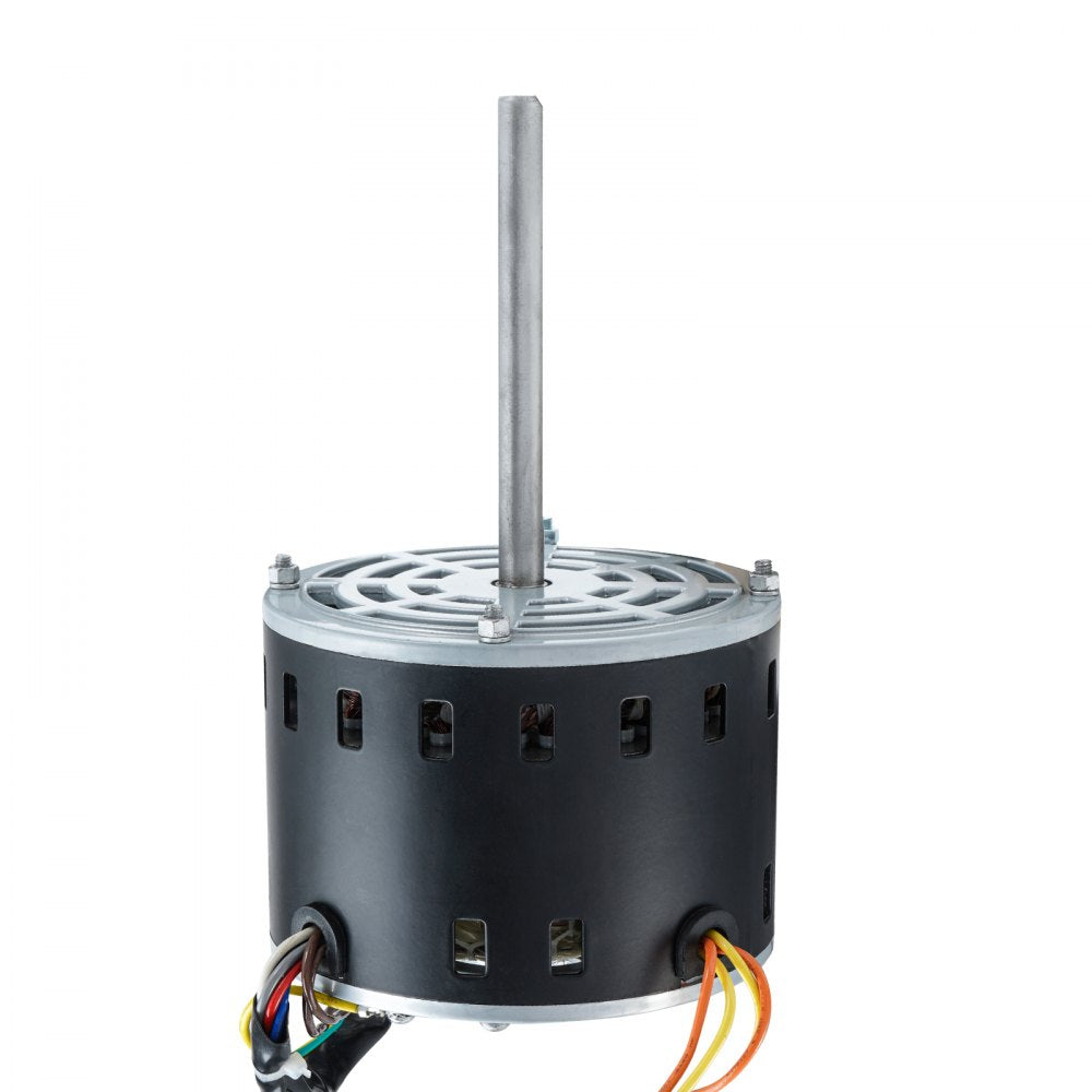 VEVOR 1/3HP Furnace Blower Motor, 110/120V 4.4Amps, 1075RPM 4 Speeds, CW/CCW Rotation, 48 Frame 5.2" Shaft Length, 5?F/370V Capacitor + 11" Hold Hoop