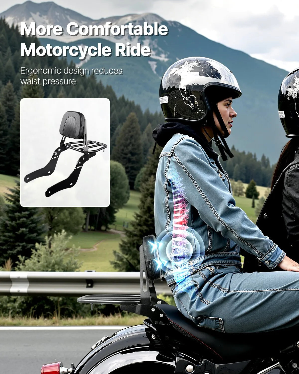 VEVOR Motorcycle Backrest Sissy Bar with Luggage Rack for Honda Rebel 2017-2022