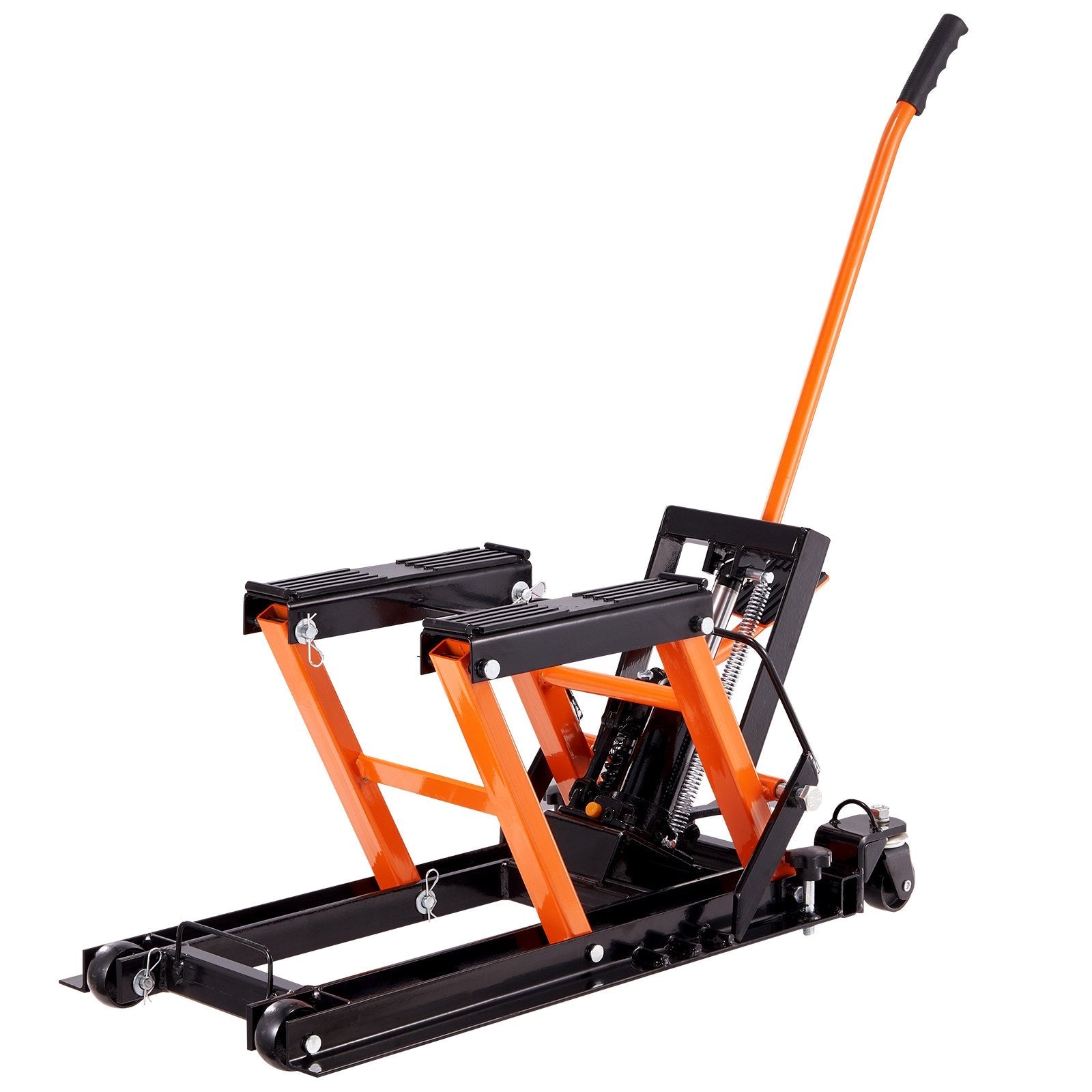 VEVOR Hydraulic Motorcycle Lift Jack, 1500 LBS Capacity ATV Scissor Lift Jack, Portable Motorcycle Lift Table with 4 Wheels, Hydraulic Foot-Operated Hoist Stand for Motorcycle ATV UTV Powersports