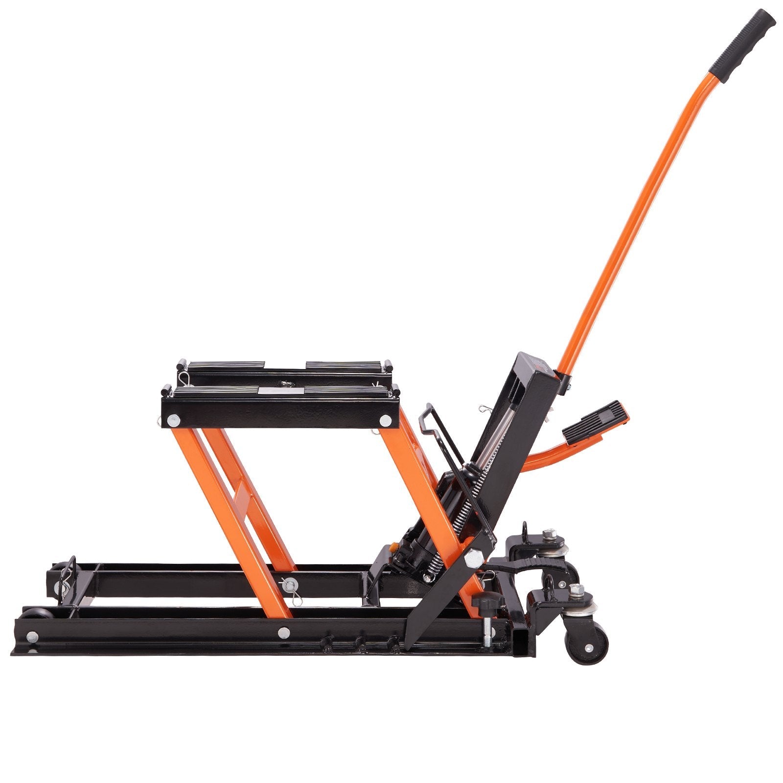 VEVOR Hydraulic Motorcycle Lift Jack, 1500 LBS Capacity ATV Scissor Lift Jack, Portable Motorcycle Lift Table with 4 Wheels, Hydraulic Foot-Operated Hoist Stand for Motorcycle ATV UTV Powersports