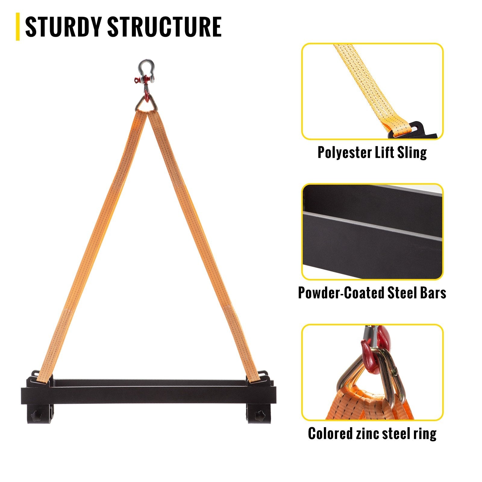 VEVOR Watercraft Lift Sling, 1000lbs Capacity Jet Ski Lift Sling, 39\'\' Watercraft Sling w/Heavy Duty Powder-Coated Steel Brackets, Polyester Lifting Straps for Personal Watercraft, PWC, Jet Ski