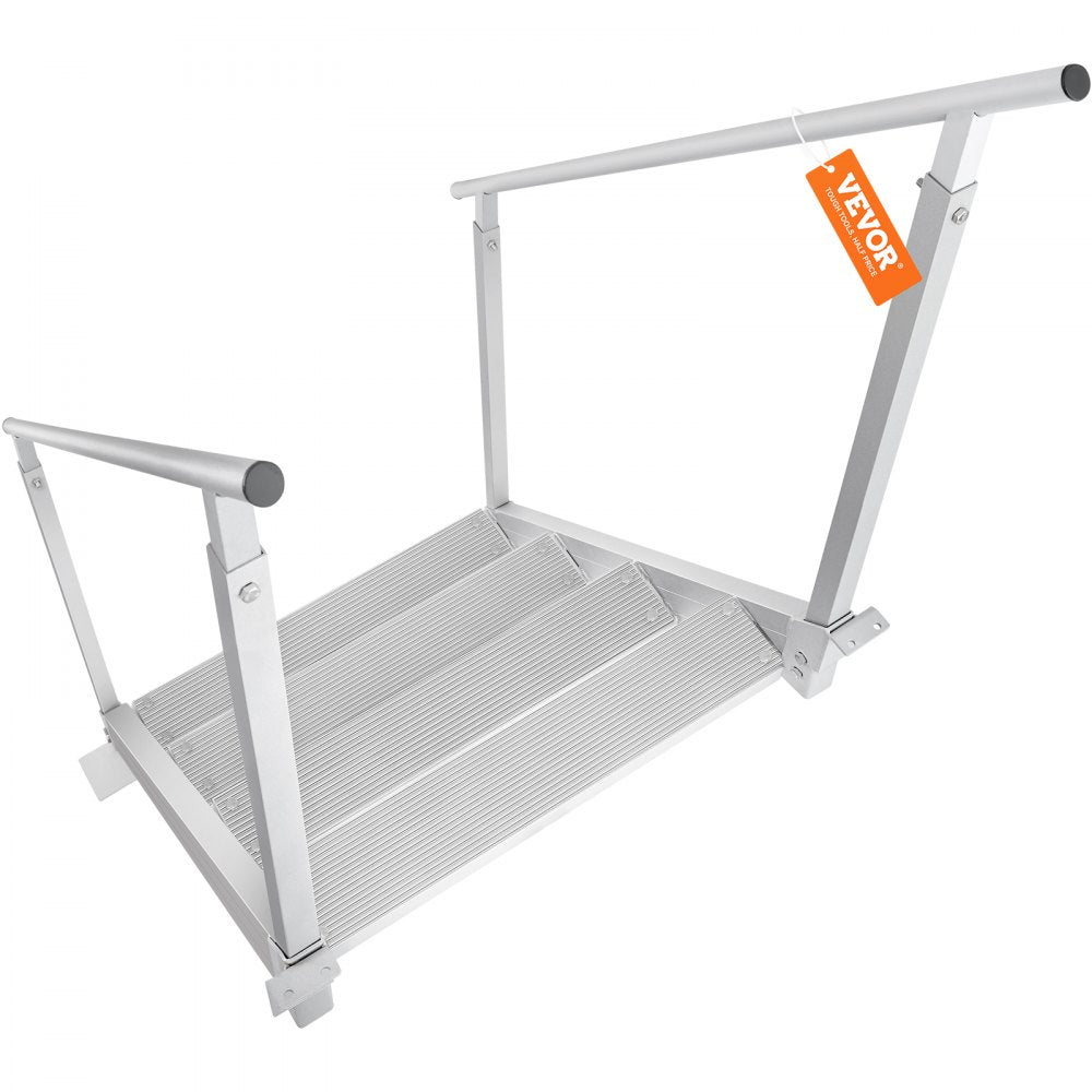 VEVOR Dock Ladder, 30''-38'' Adjustable Height, 500 lbs Load Capacity, Aluminum Alloy 4 Steps Pontoon Boat Ladder with Dual Handrails & Nonslip Rubber Mat, Ideal for Ship/Lake/Pool/Marine Boarding