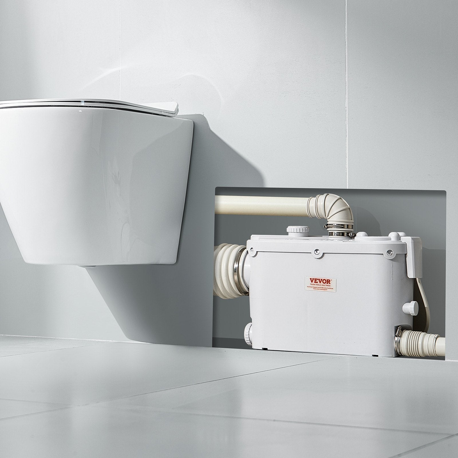 VEVOR Macerator Pump 500W 29 GPM Flow 26 ft Head Lift for Wall-Hung Toilet Sink