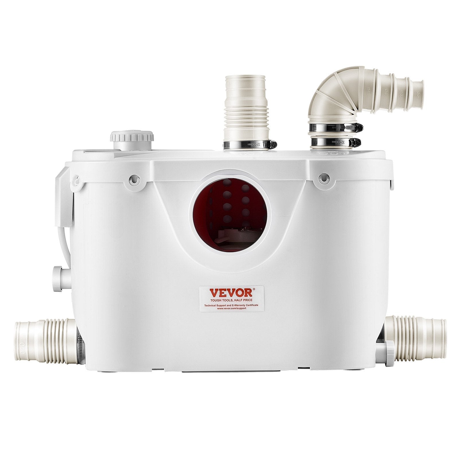VEVOR Macerator Pump 500W 29 GPM Flow 26 ft Head Lift for Toilet Basement Sink