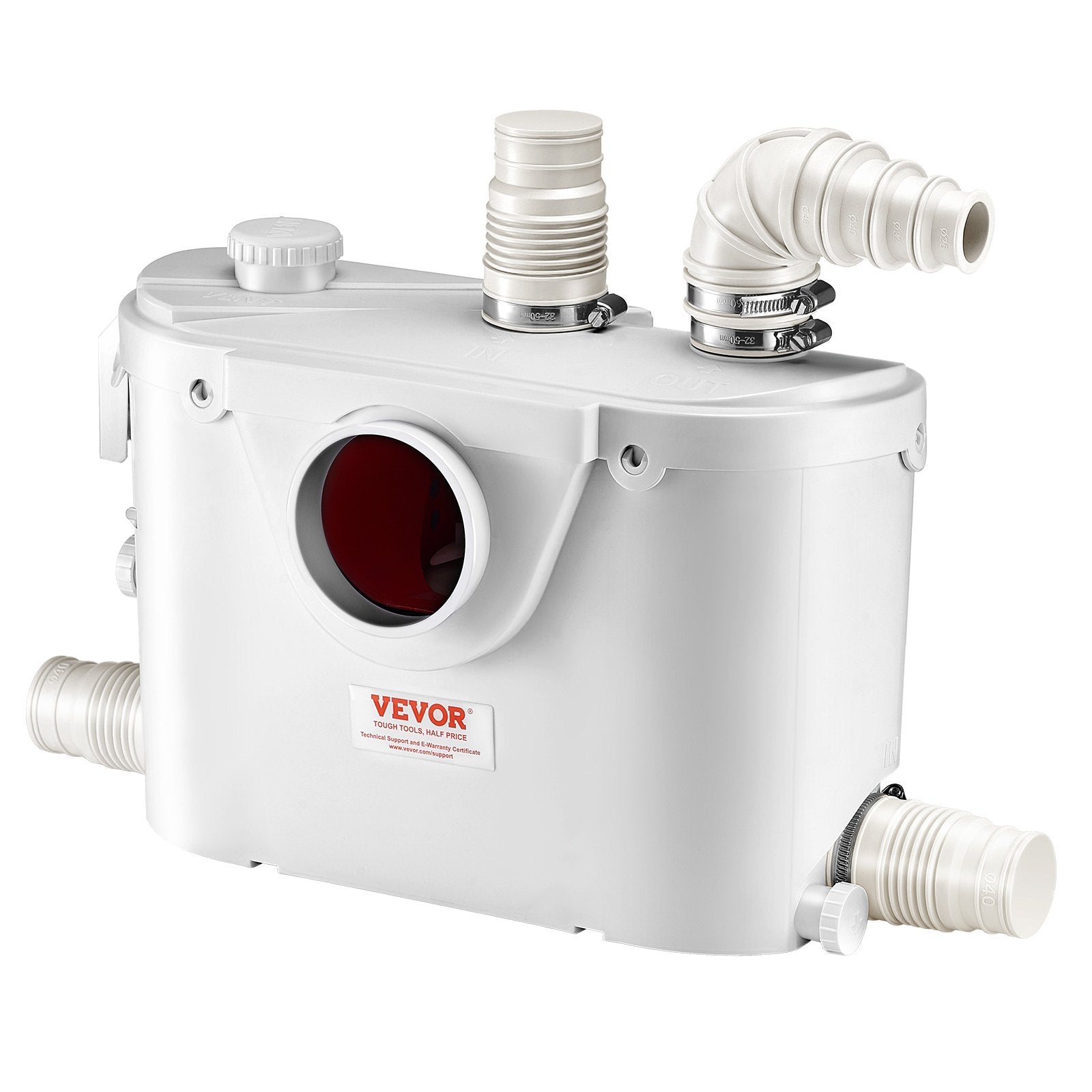 VEVOR Macerator Pump 500W 29 GPM Flow 26 ft Head Lift for Toilet Basement Sink