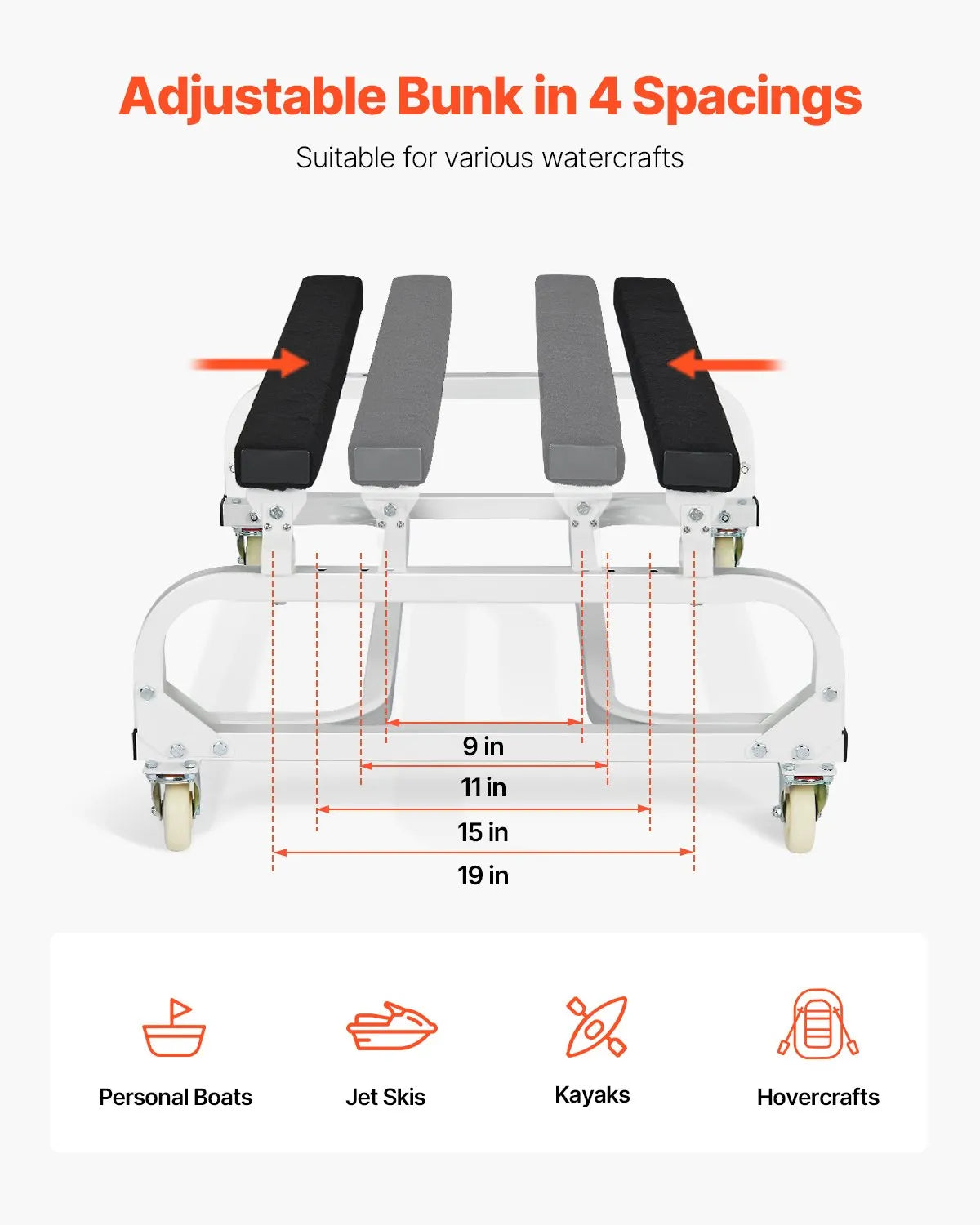 VEVOR Watercraft PWC Dolly Boat 1000 lbs Capacity Jet Ski Stand Storage Cart