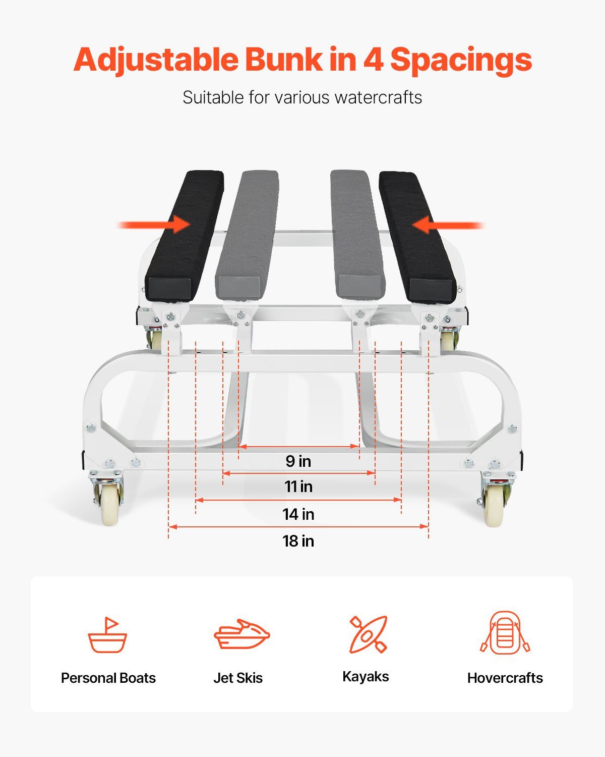 VEVOR Watercraft PWC Dolly Boat 1300 lbs Capacity Jet Ski Stand Storage Cart