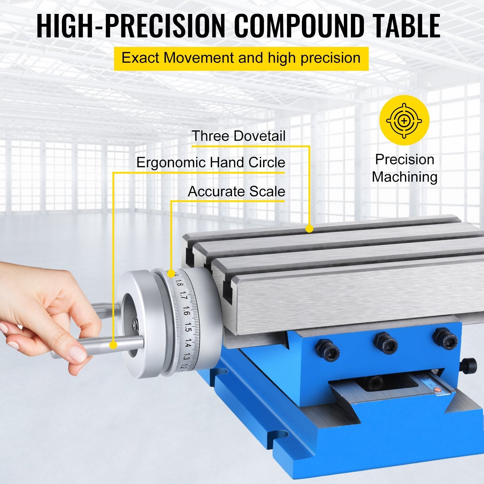 VEVOR Milling Machine Work Table Slide Milling Working Cross Table Machine Compound Slide Milling Table Precision Milling Cross Worktable (7.3 x 4 Inch)