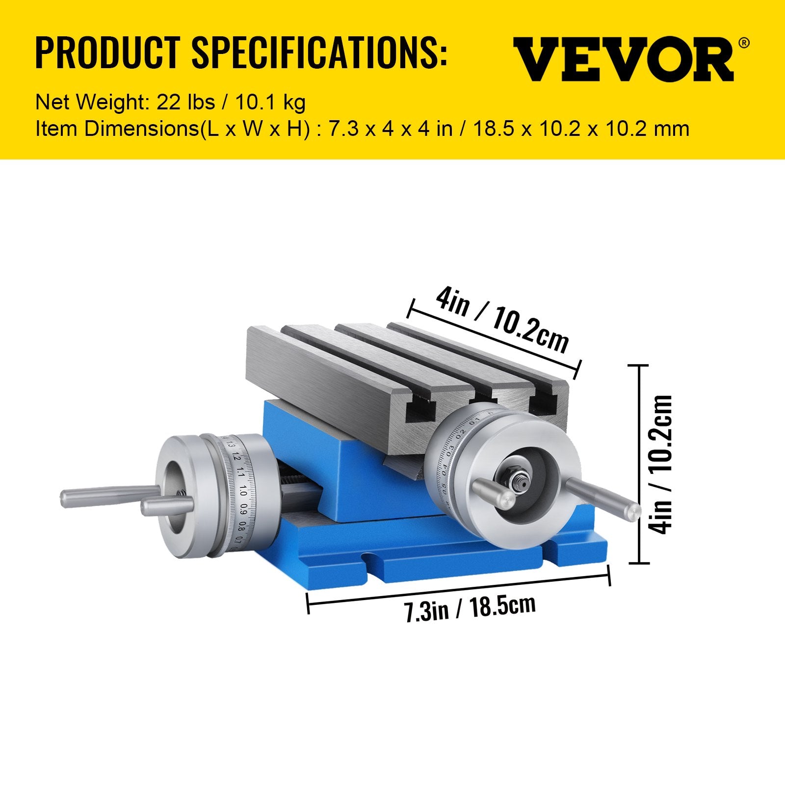 VEVOR Milling Machine Work Table Slide Milling Working Cross Table Machine Compound Slide Milling Table Precision Milling Cross Worktable (7.3 x 4 Inch)
