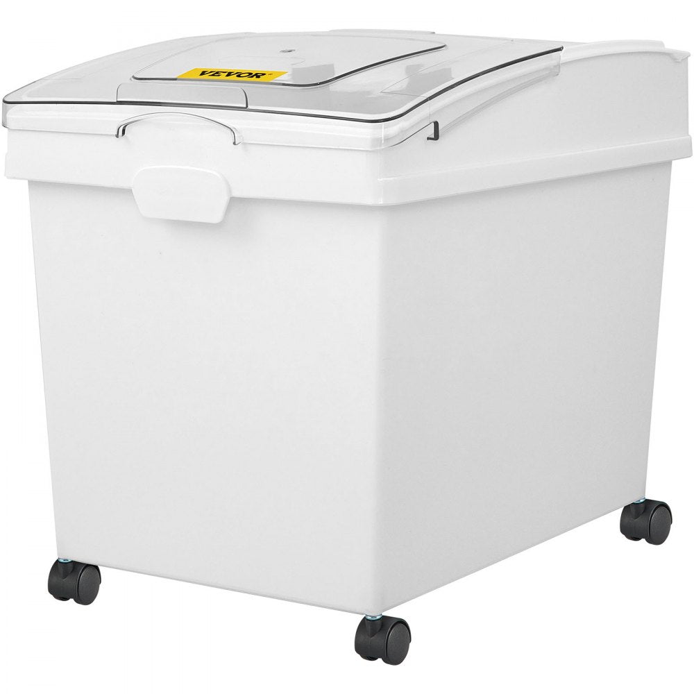 VEVOR 10.5 Gallons Ingredient Bin, Ingredient Storage Bin 2 Pcs/Set, PP Material Flour Bins On Wheels, White Shelf Ingredient Bin with Scoop and Sliding Lid, Commercial Storage Bins