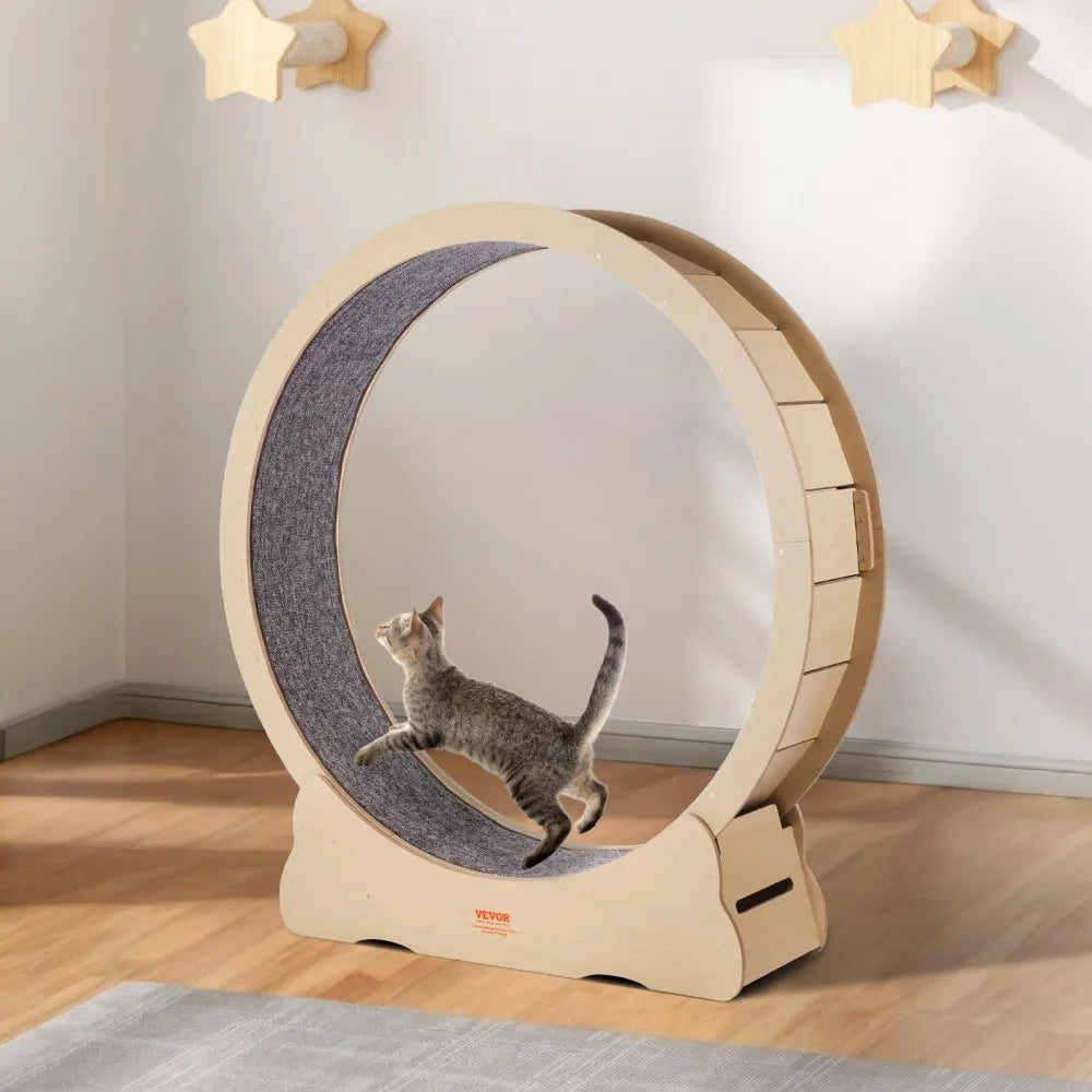VEVOR Wooden Cat Exercise Wheel 52" Large Cat Treadmill Wheel for Indoor Cats