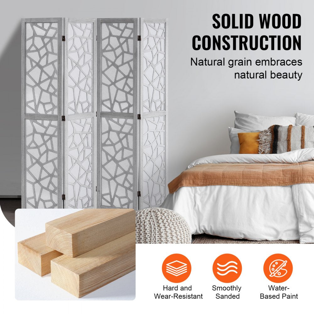 VEVOR Wood Room Divider Wooden Screen 4 Panel Room Separation Privacy Screen