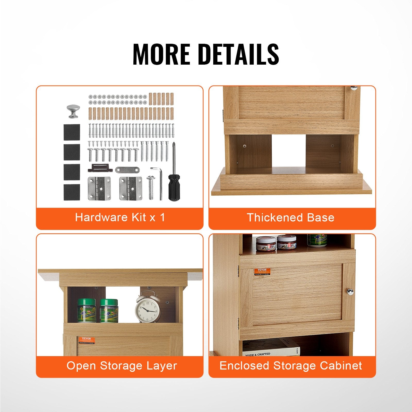 VEVOR Aquarium Stand, 20 Gallon Fish Tank Stand, 25.2 x 15.7 x 28.3 in MDF Turtle Tank Stand, 167.6 lbs Load Capacity, Reptile Tank Stand with Storage, Cabinet and Hardware Kit, Basswood Color