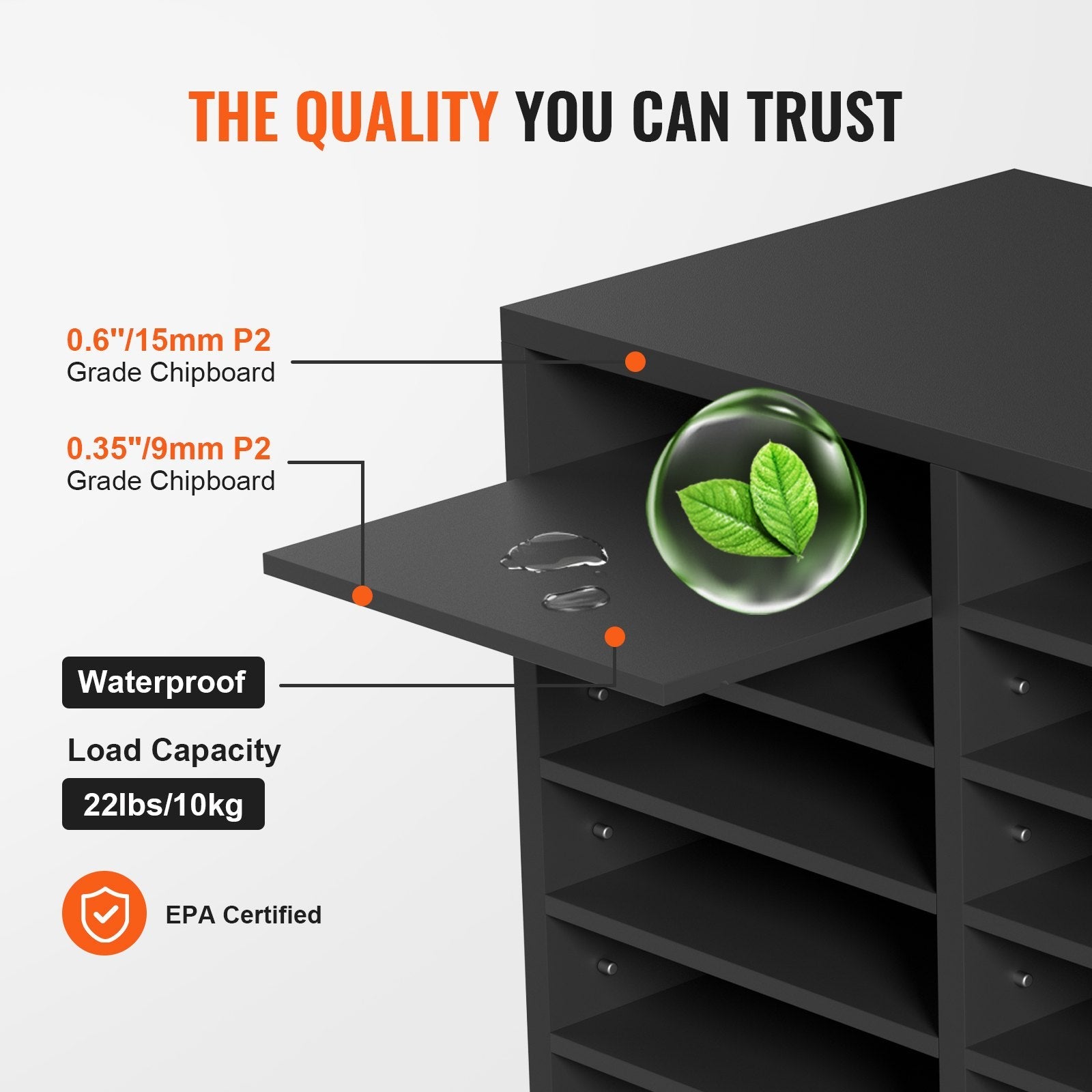 VEVOR Literature Organizers, 12 Compartments Office Mailbox with Adjustable Shelves, Wood Literature Sorter 20.4x12x16.1 inches for Office, Home, Classroom, Mailrooms Organization, EPA Certified Grey