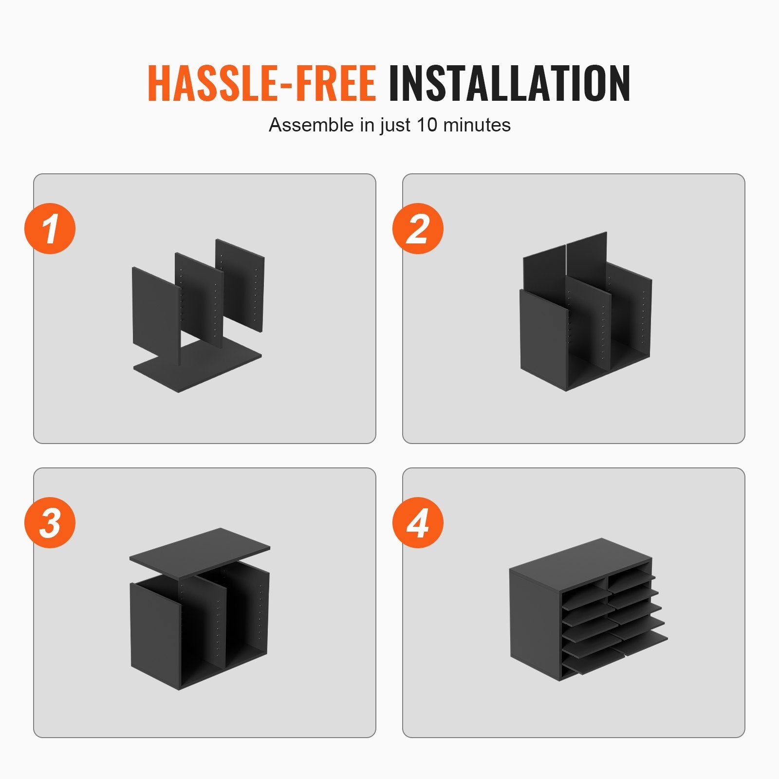 VEVOR Literature Organizers, 12 Compartments Office Mailbox with Adjustable Shelves, Wood Literature Sorter 20.4x12x16.1 inches for Office, Home, Classroom, Mailrooms Organization, EPA Certified Grey