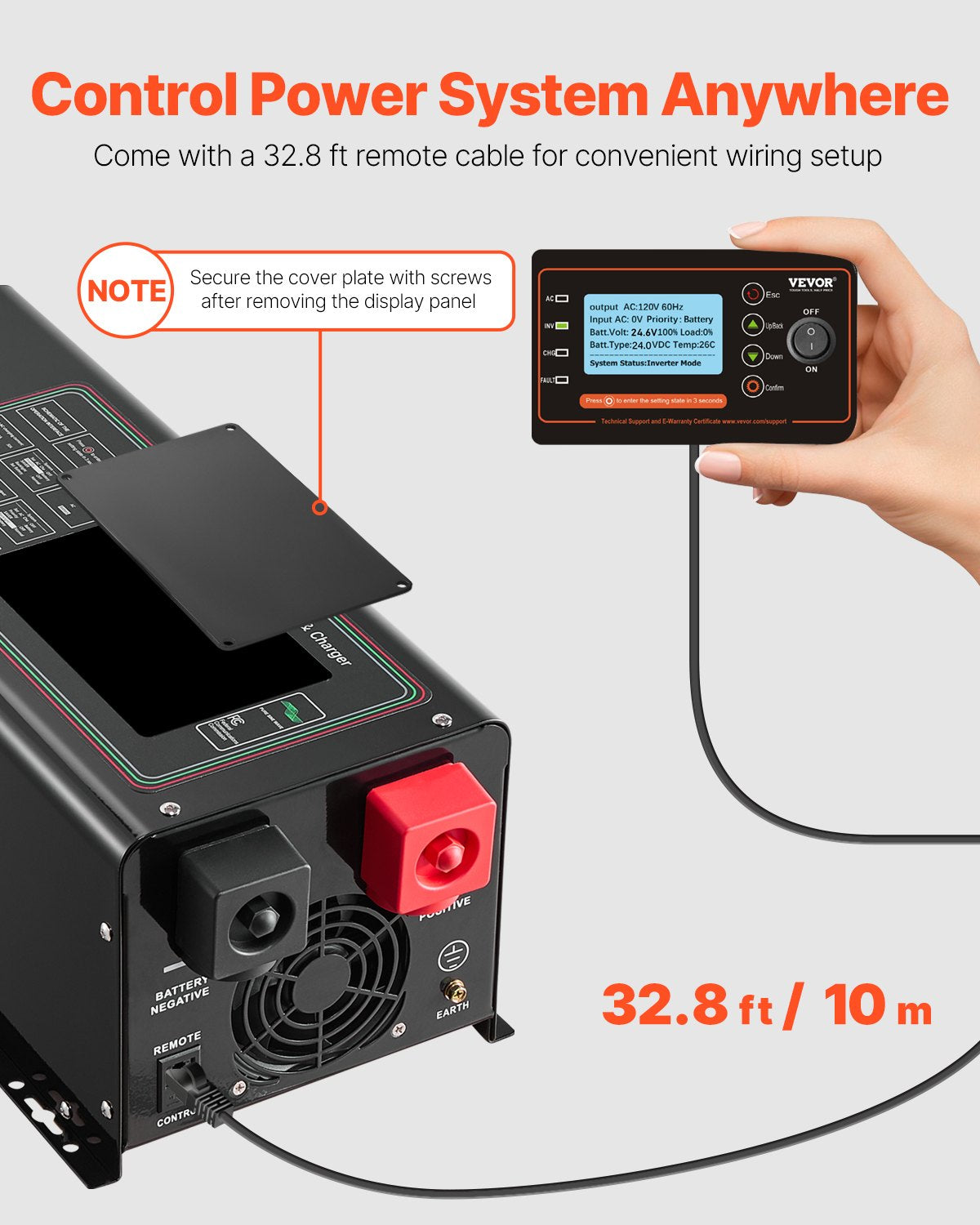 VEVOR 2000W Pure Sine Wave Inverter Charger DC 12V to AC 120V Power Inverter