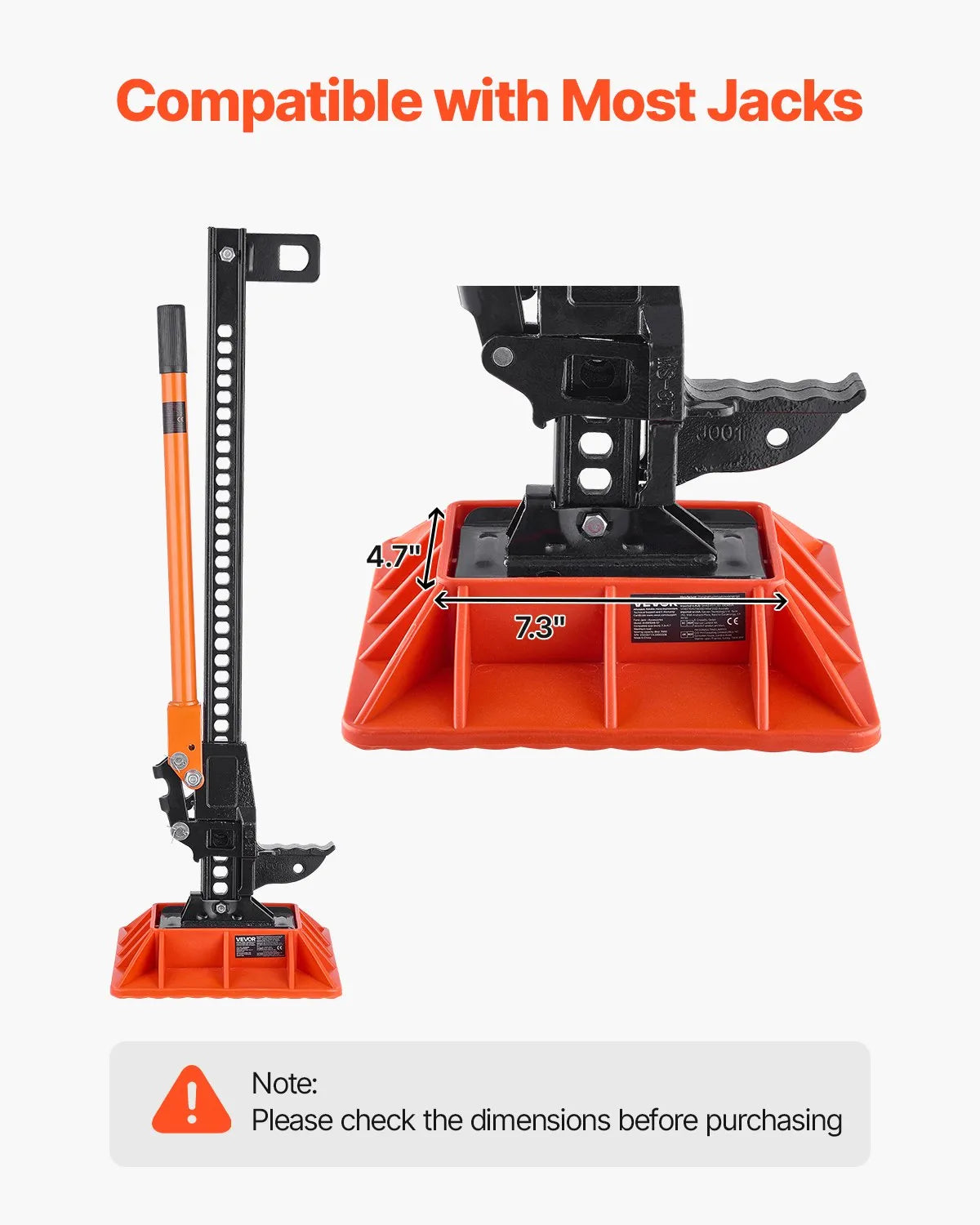 VEVOR High Lift Jack Base and Handle Keeper, 11.6" x 11.6" Off Road Jack Stand Base with 7000 Pound Capacity, Heavy-Duty Farm Jacks Support Stand for Most Jacks with 7.3" x 4.7" Base, Red