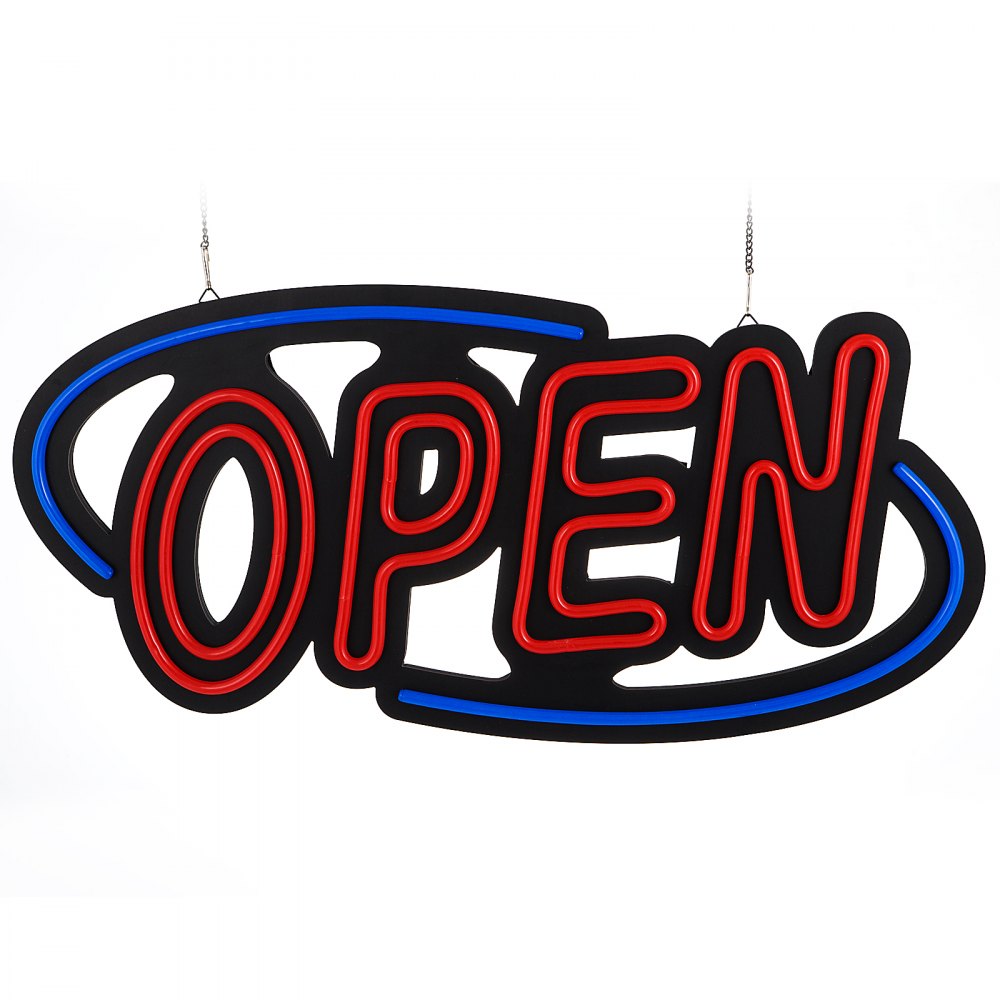 VEVOR Sign Open 31.5x15.7x1.2" Neon Open Sign 30W Led Open Sign Vertical Sign Open with 24 inch Hanging Chain and Power Adapter Bright Light for Business