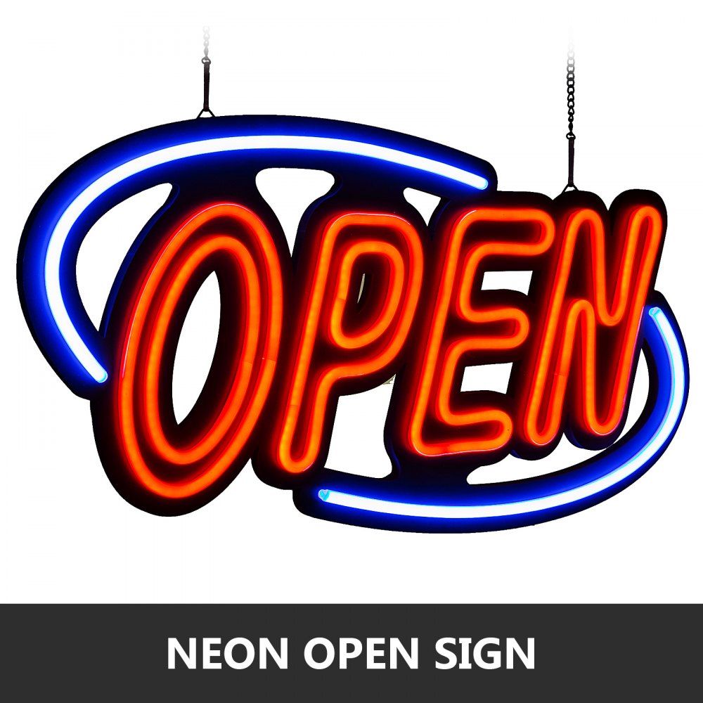 VEVOR Sign Open 31.5x15.7x1.2" Neon Open Sign 30W Led Open Sign Vertical Sign Open with 24 inch Hanging Chain and Power Adapter Bright Light for Business