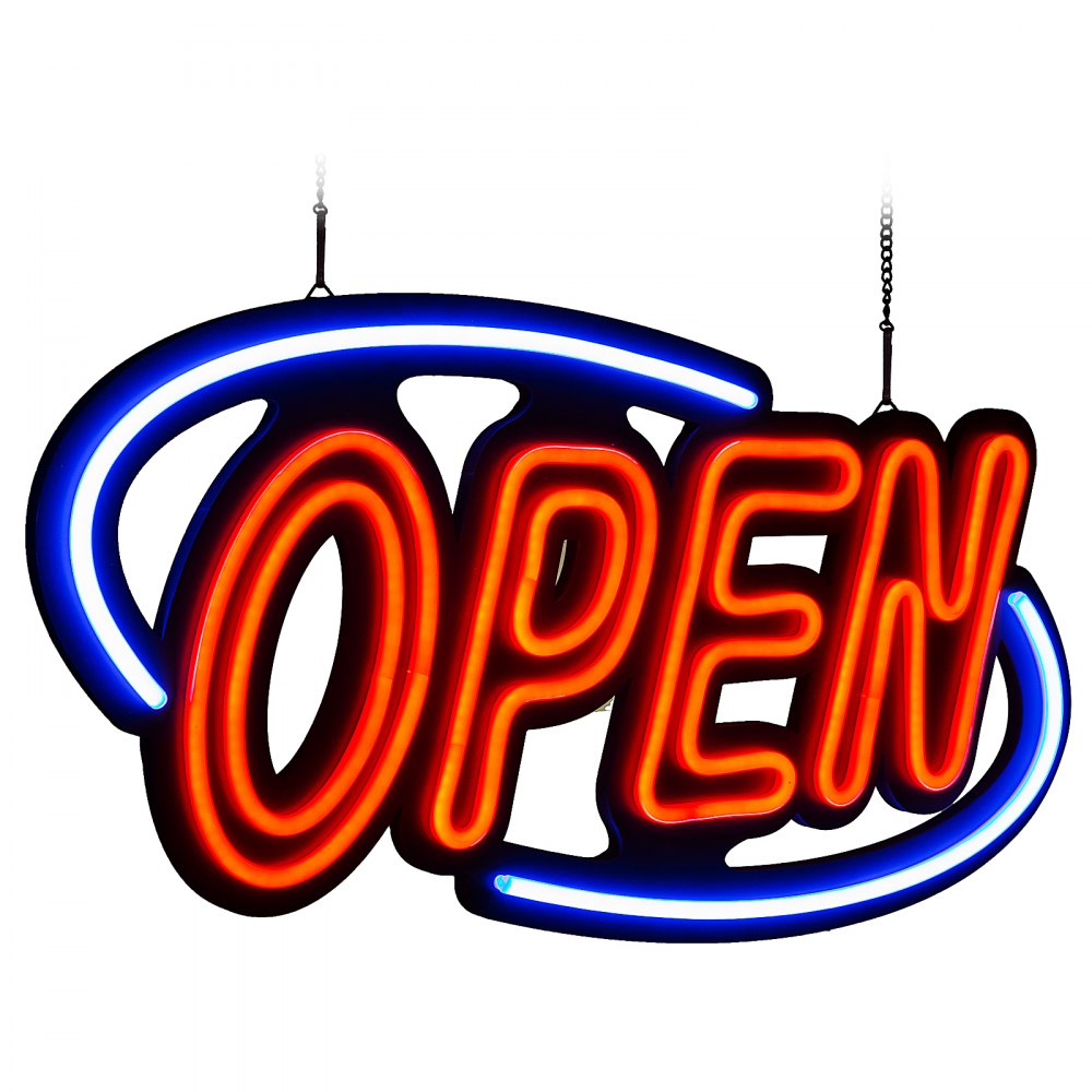 VEVOR Sign Open 31.5x15.7x1.2" Neon Open Sign 30W Led Open Sign Vertical Sign Open with 24 inch Hanging Chain and Power Adapter Bright Light for Business