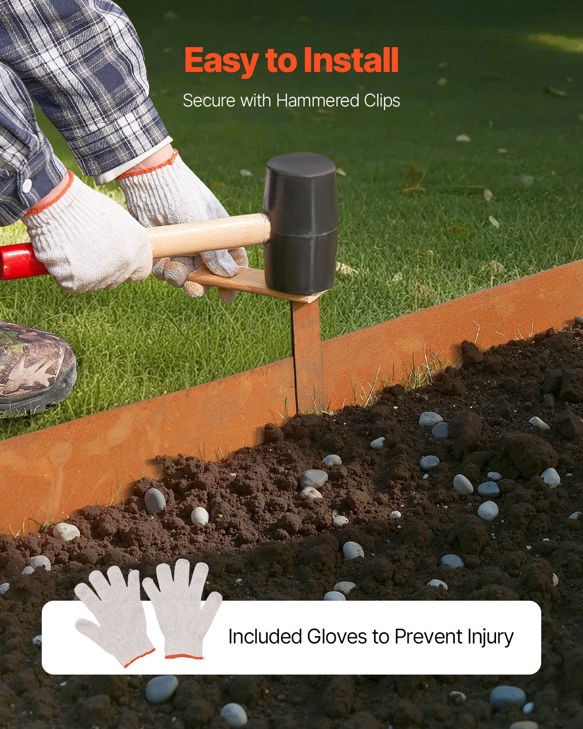 VEVOR Steel Landscape Edging 6 Packs 40 x 8in Weather-Resistant for Yard Lawn