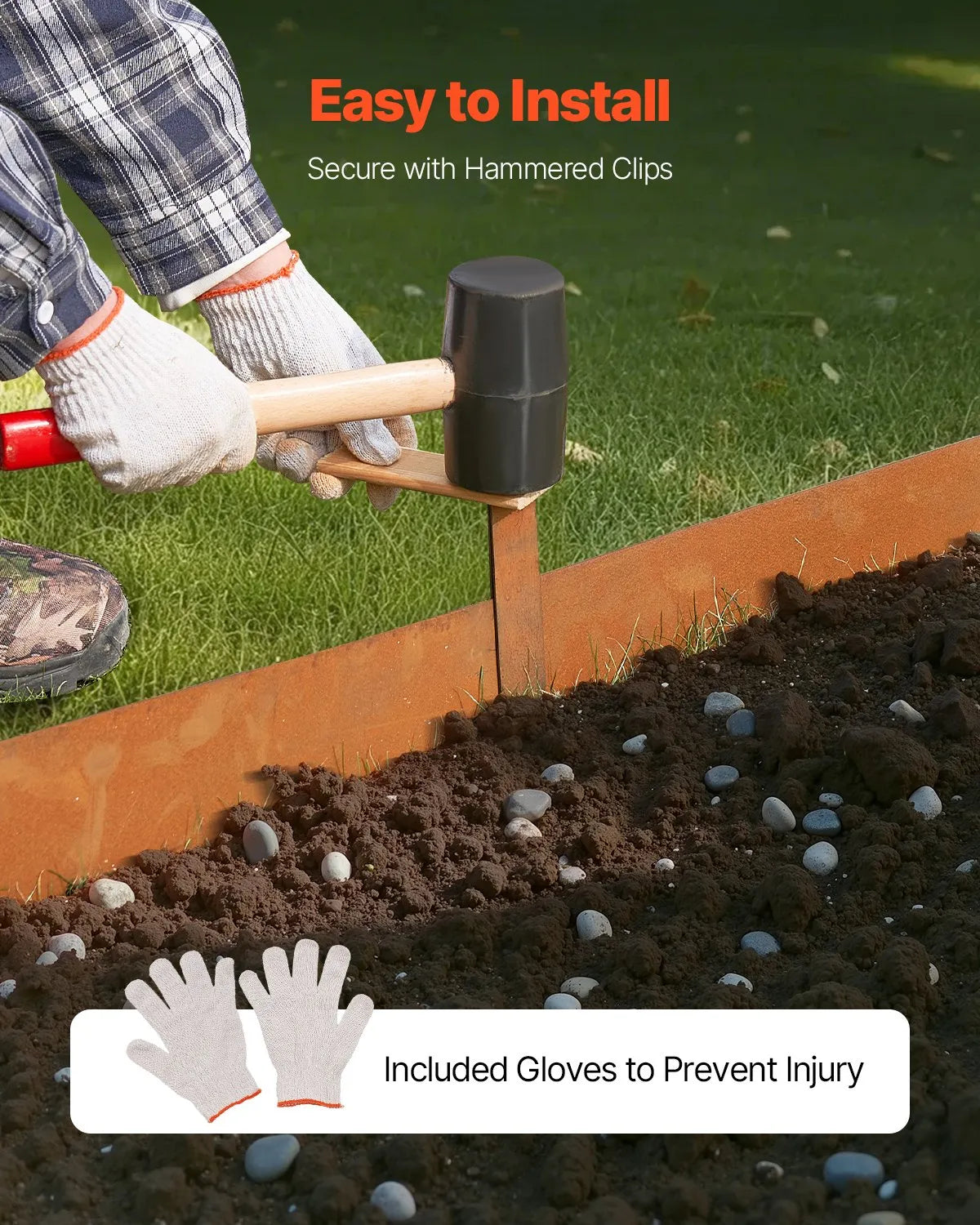 VEVOR Steel Landscape Edging 6 Packs 40 x 6in Weather-Resistant for Yard Lawn