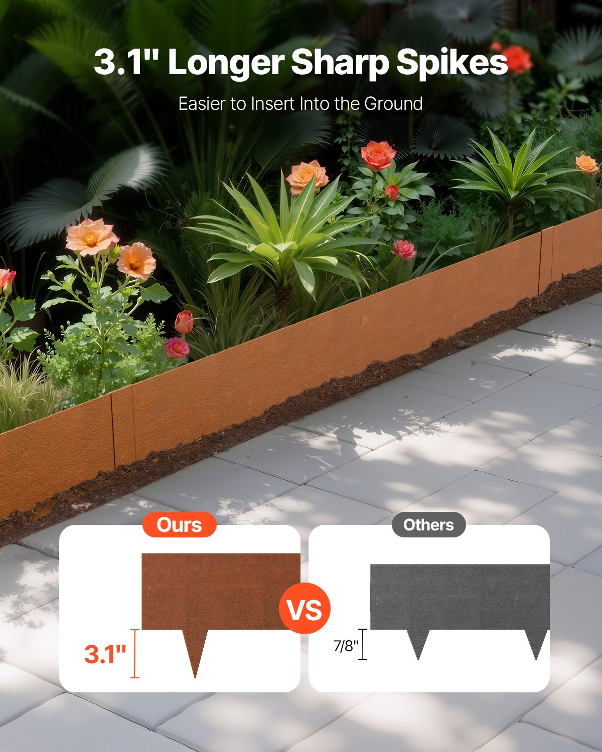 VEVOR Weather-Resistant Steel Landscape Edging 6 Packs 40 x 8in for Yard Garden