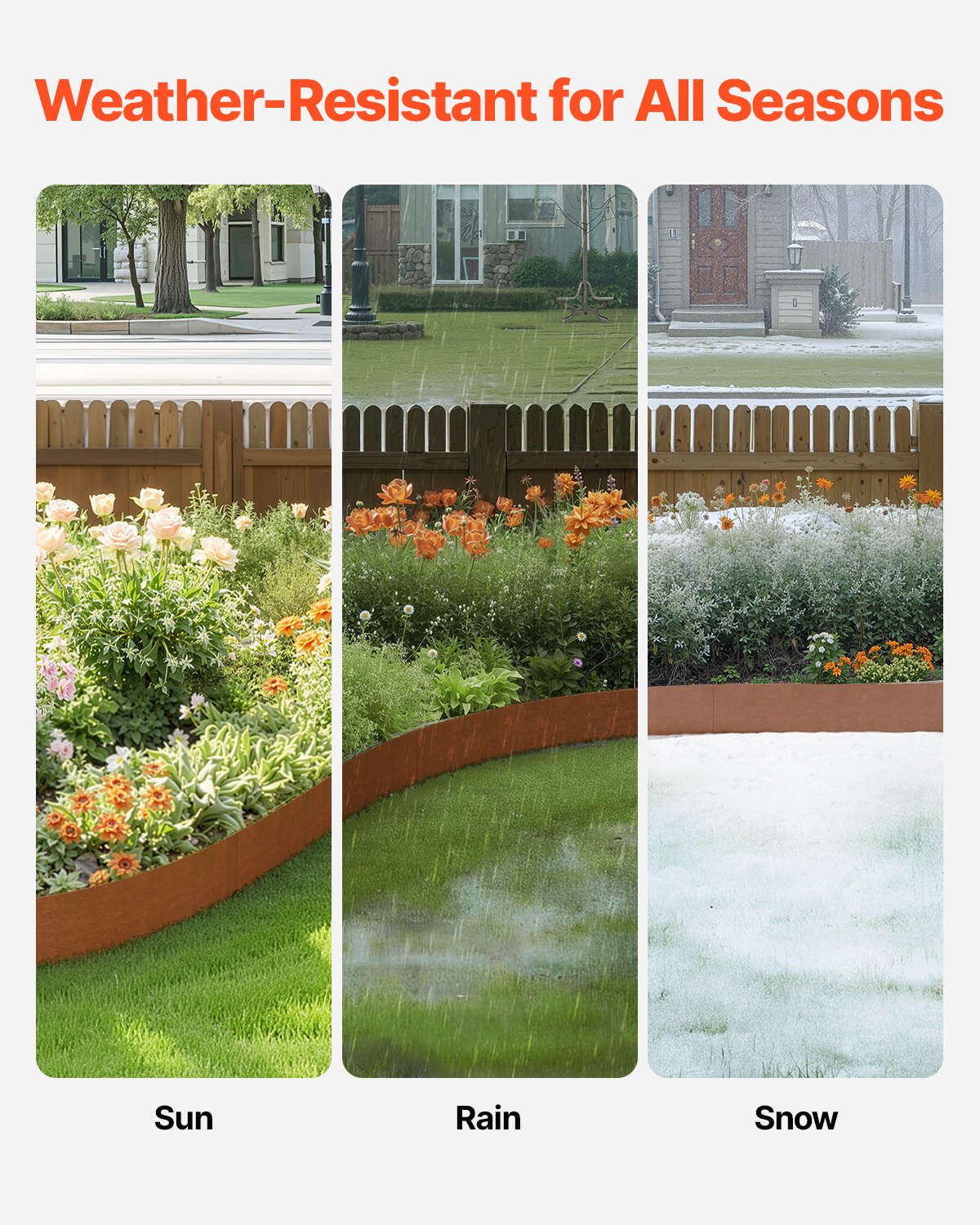 VEVOR Weather-Resistant Steel Landscape Edging 6 Packs 40 x 8in for Yard Garden